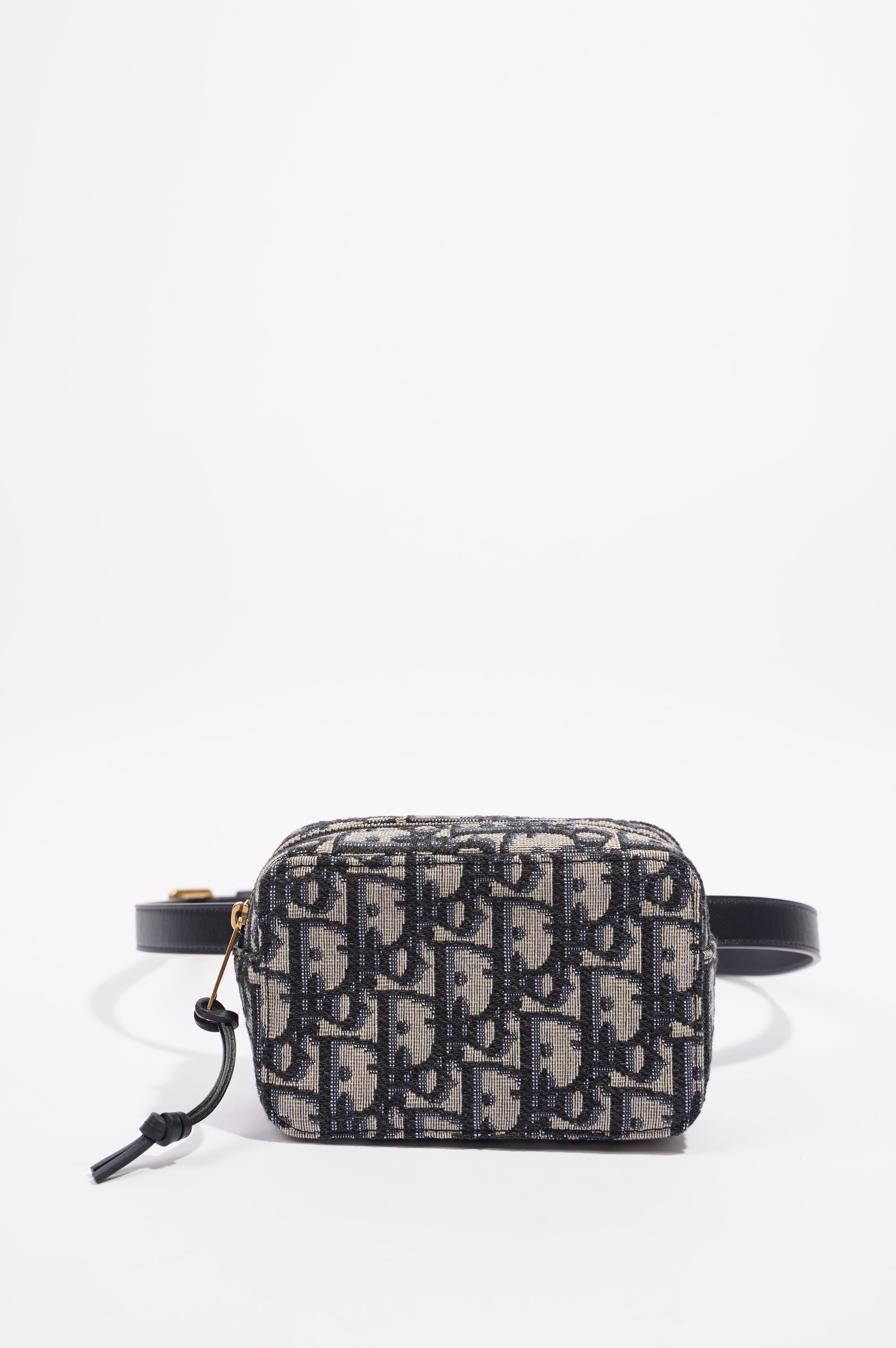 Christian Dior Womens Oblique Belt Pouch Blue / White Canvas