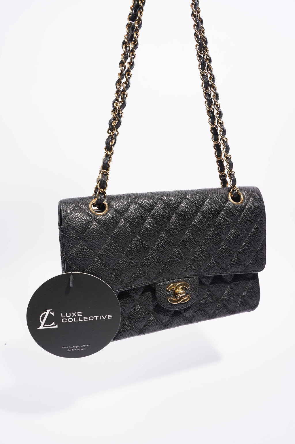 Chanel Womens Classic Flap Black Caviar Medium