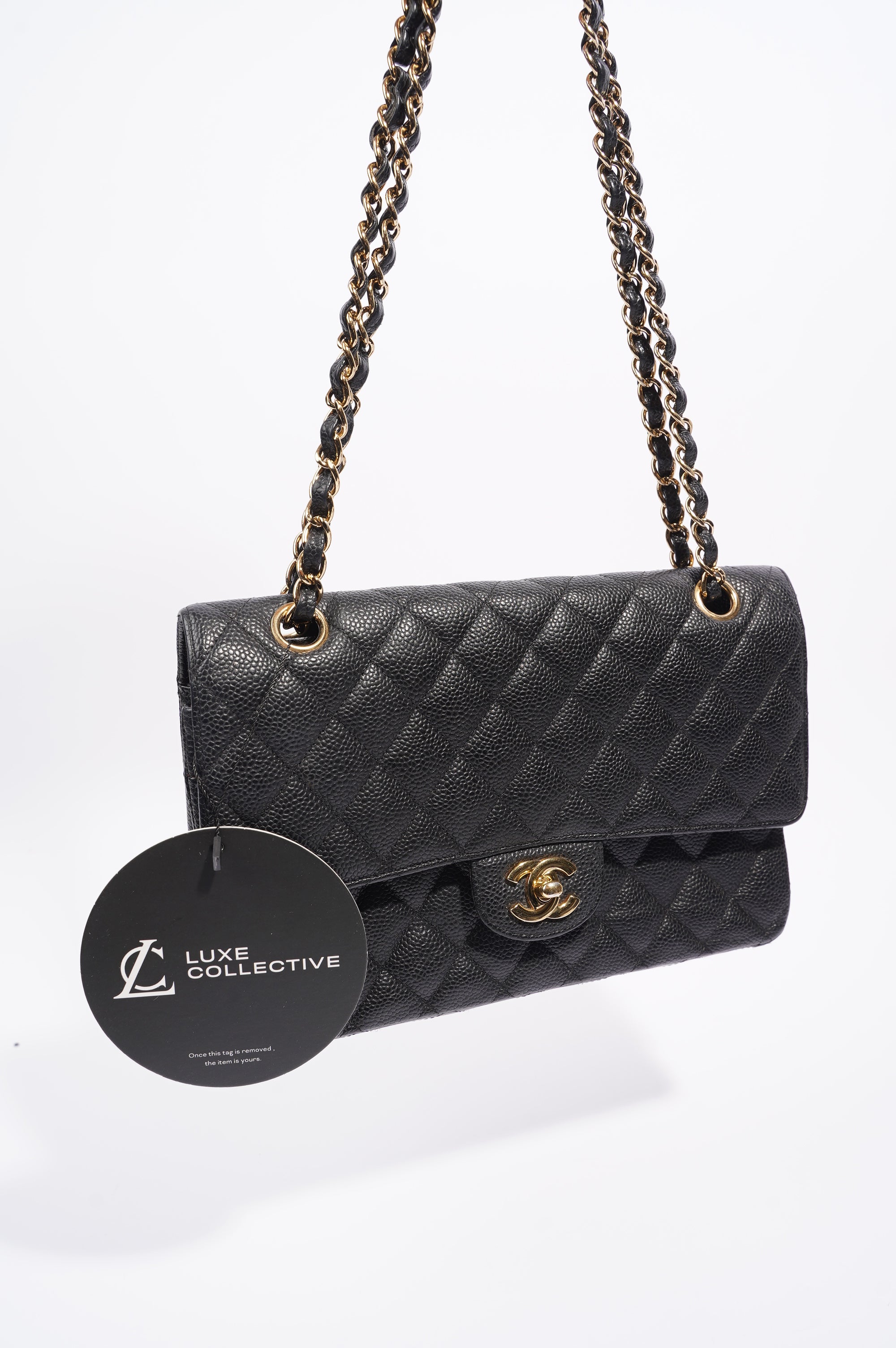 Chanel Womens Classic Flap Black Caviar Medium