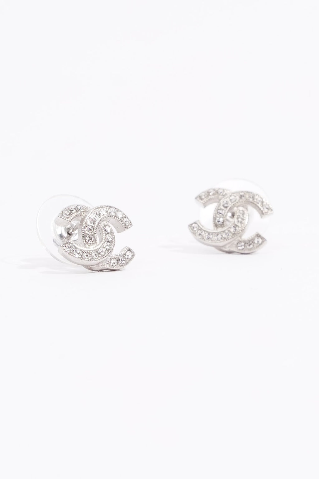 Chanel Womens CC Earrings Silver Finish Base Metal 2017