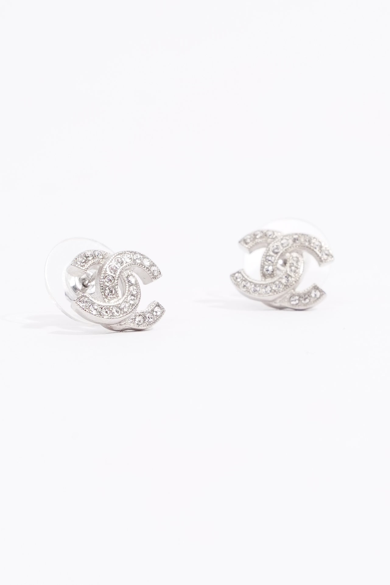 Chanel Womens CC Earrings Silver Finish Base Metal 2017