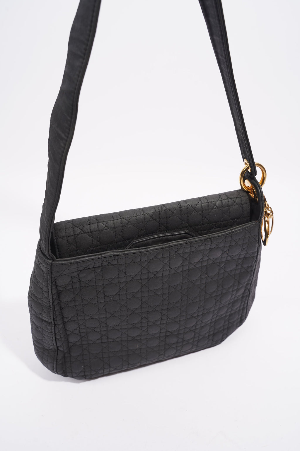 Christian Dior Womens Vintage Cannage Black Nylon