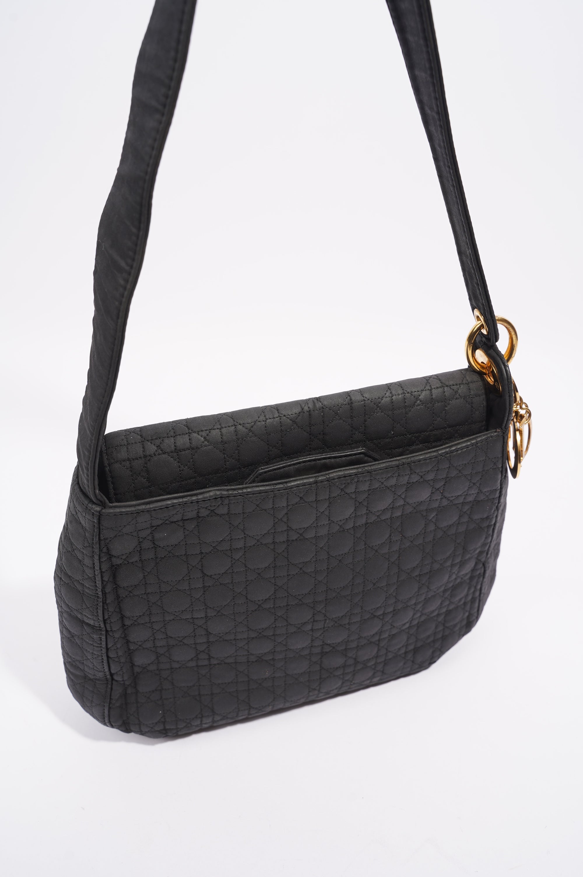 Christian Dior Womens Vintage Cannage Black Nylon