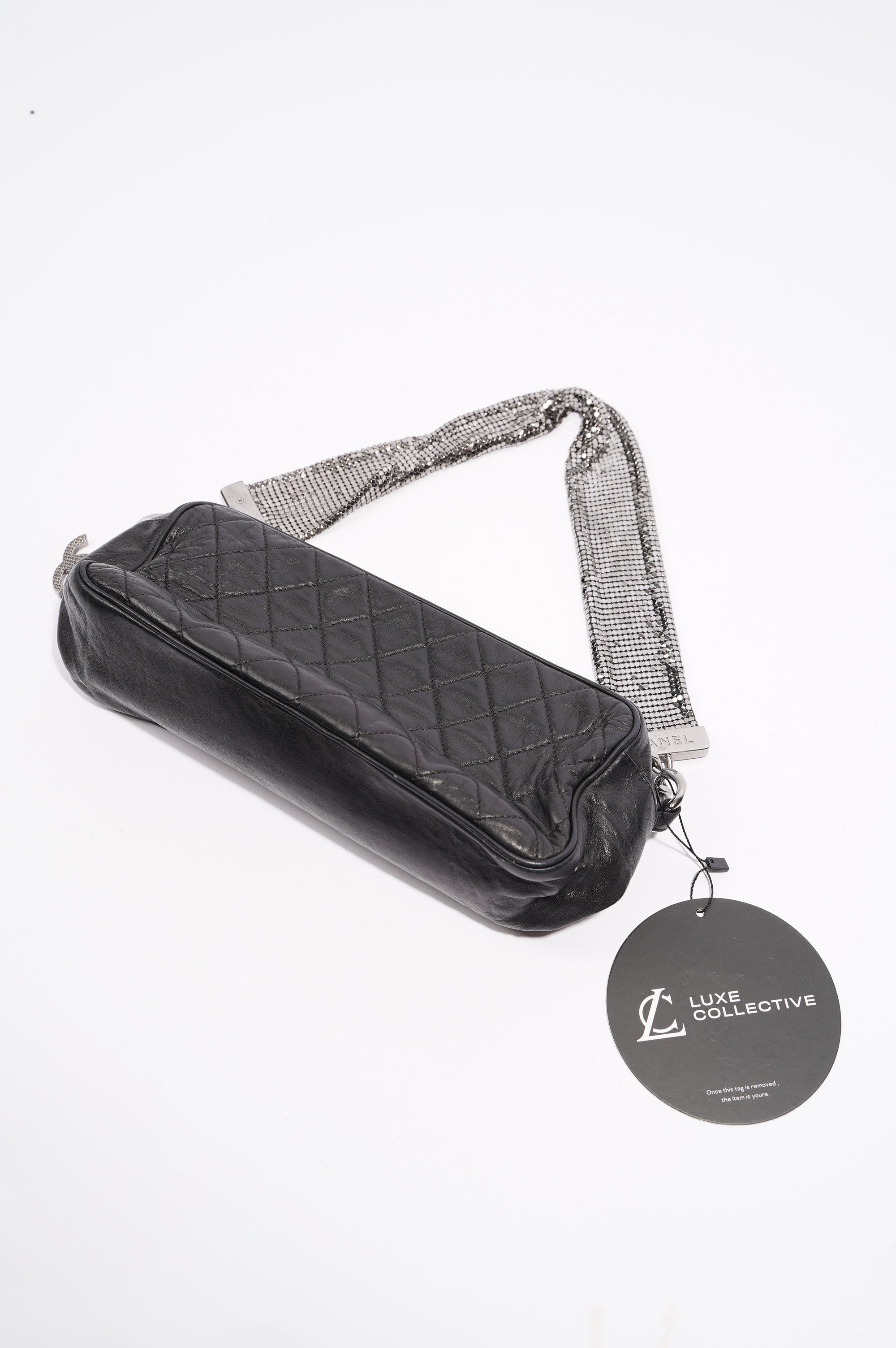 Chanel Womens Lambskin Quilted Leather Shoulder Bag Black