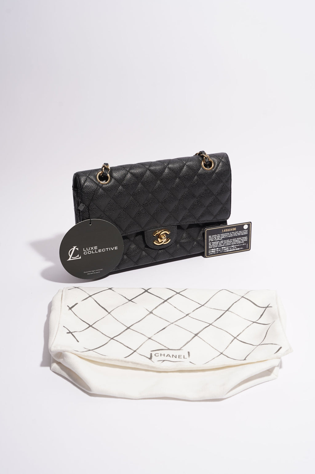 Chanel Womens Classic Flap Black Caviar Medium