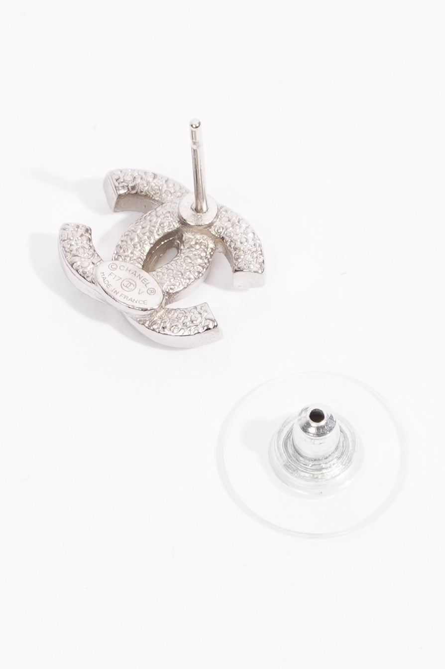 Chanel Womens CC Earrings Silver Finish Base Metal 2017