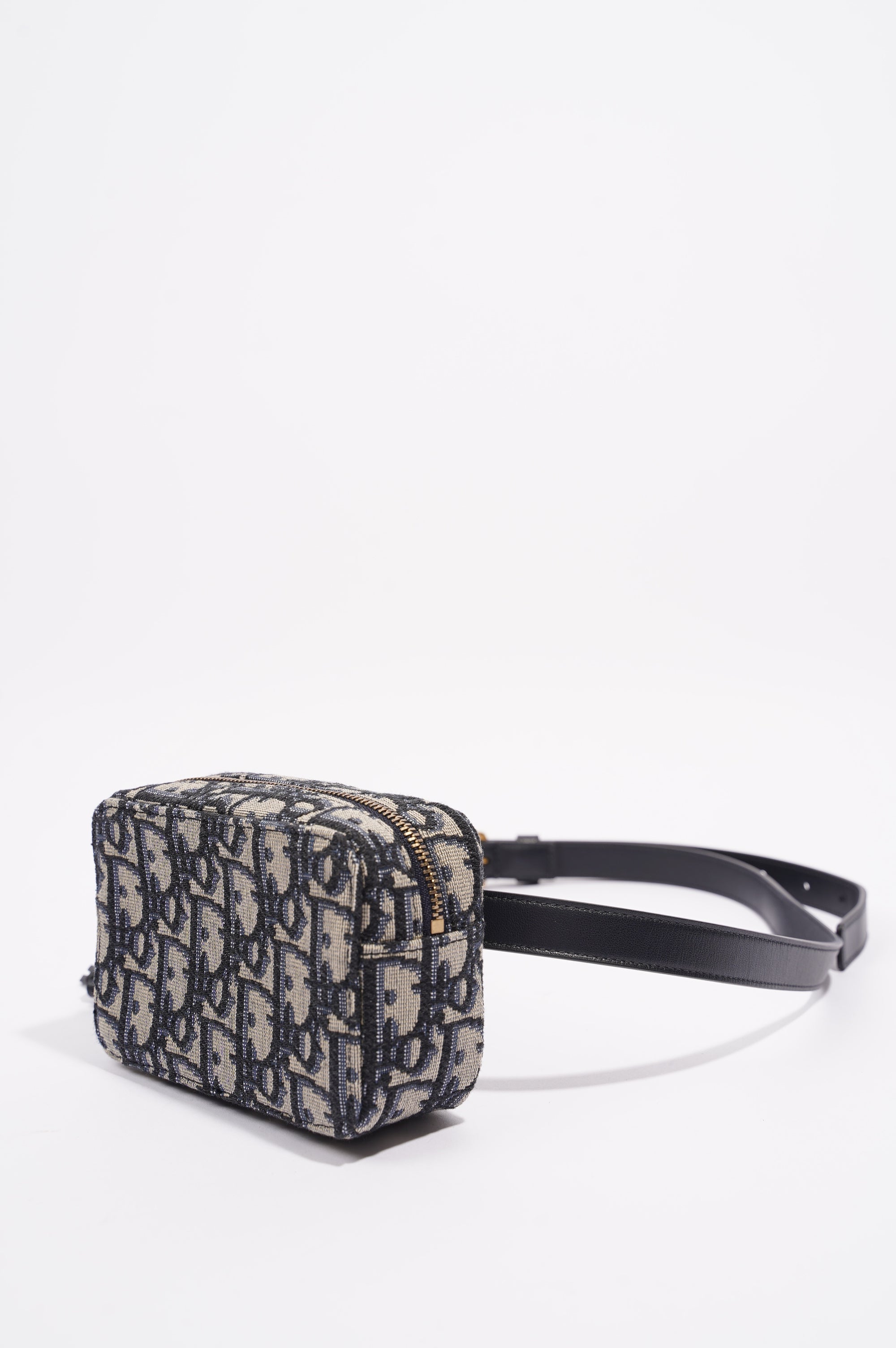 Christian Dior Womens Oblique Belt Pouch Blue / White Canvas