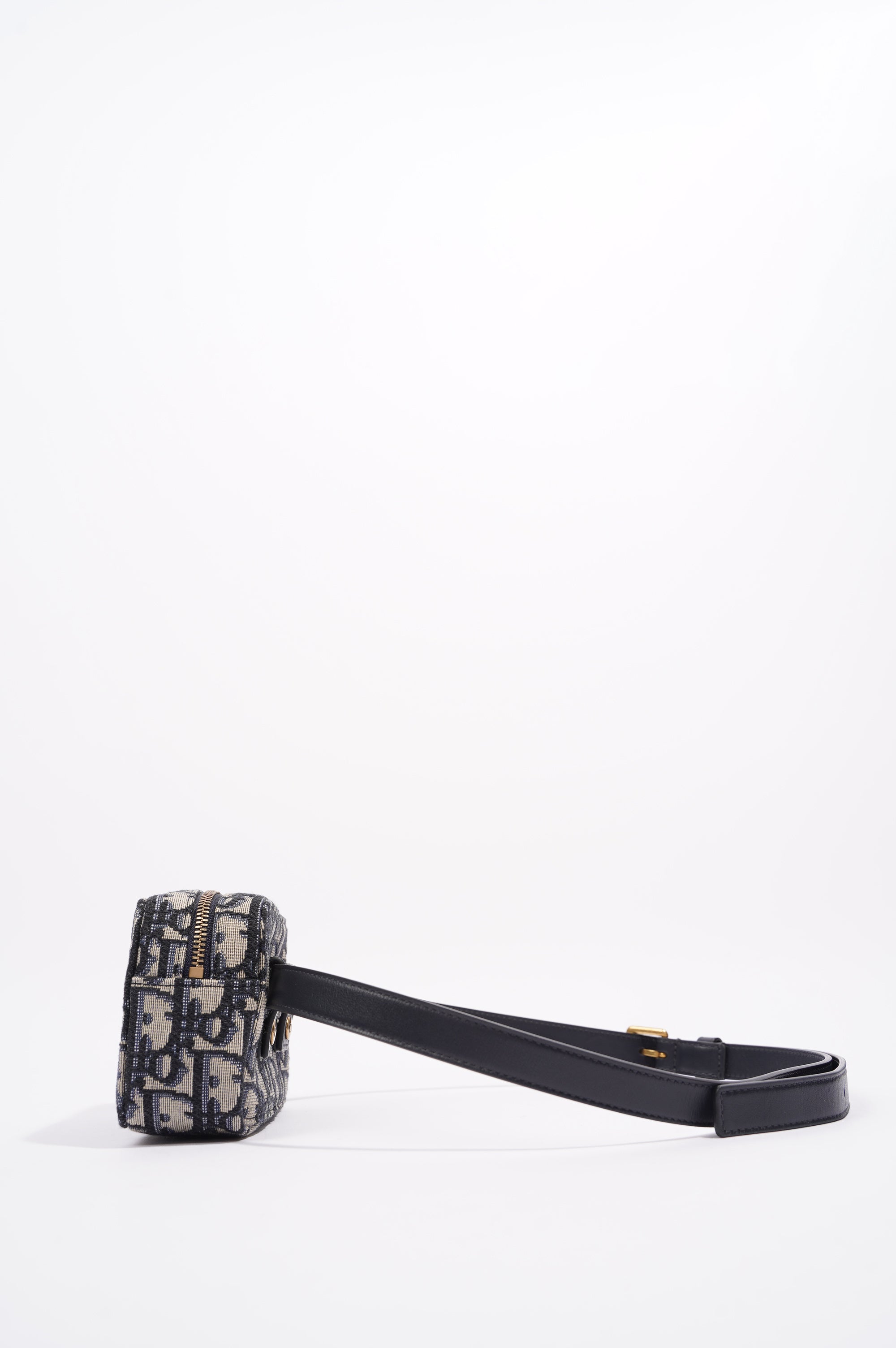 Christian Dior Womens Oblique Belt Pouch Blue / White Canvas