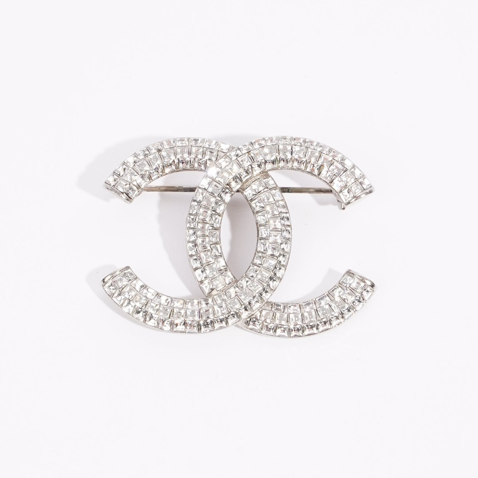 Chanel Womens CC Brooch Silver Finish Base Metal