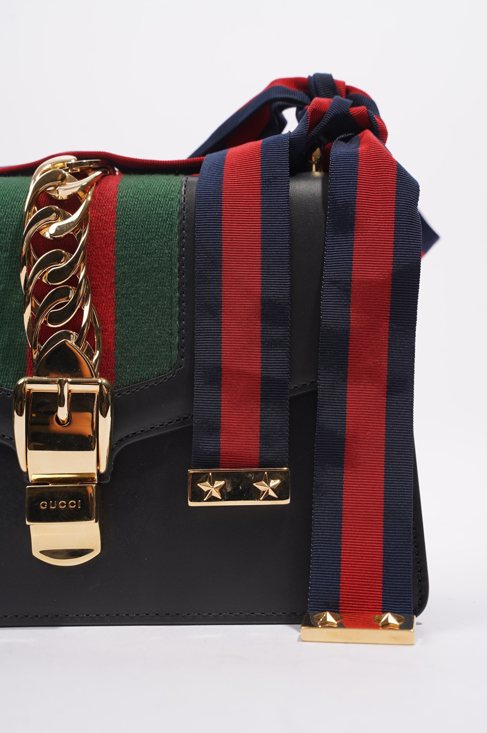 Gucci Womens Sylvie Black / Green / Red Medium