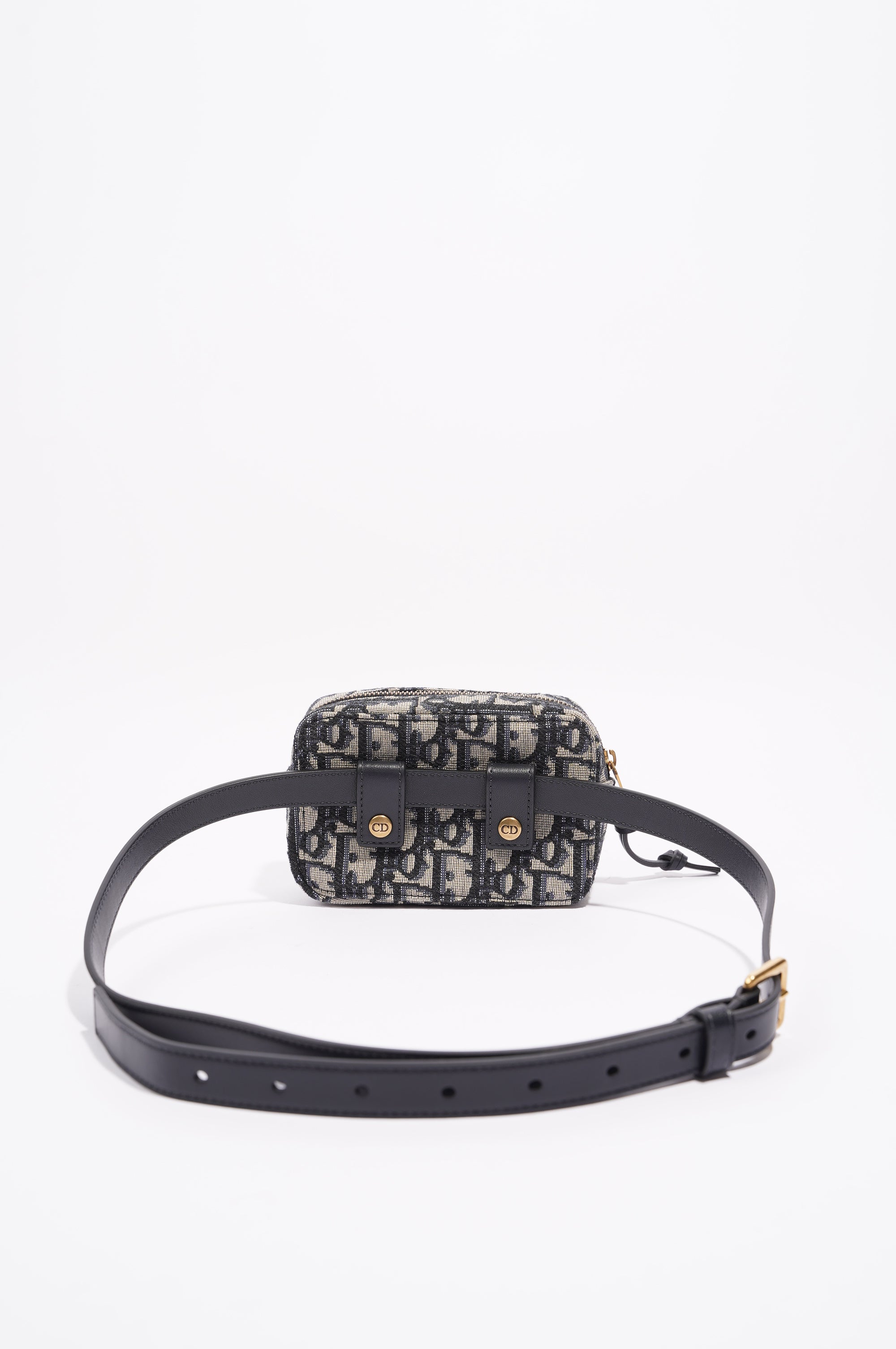 Christian Dior Womens Oblique Belt Pouch Blue / White Canvas