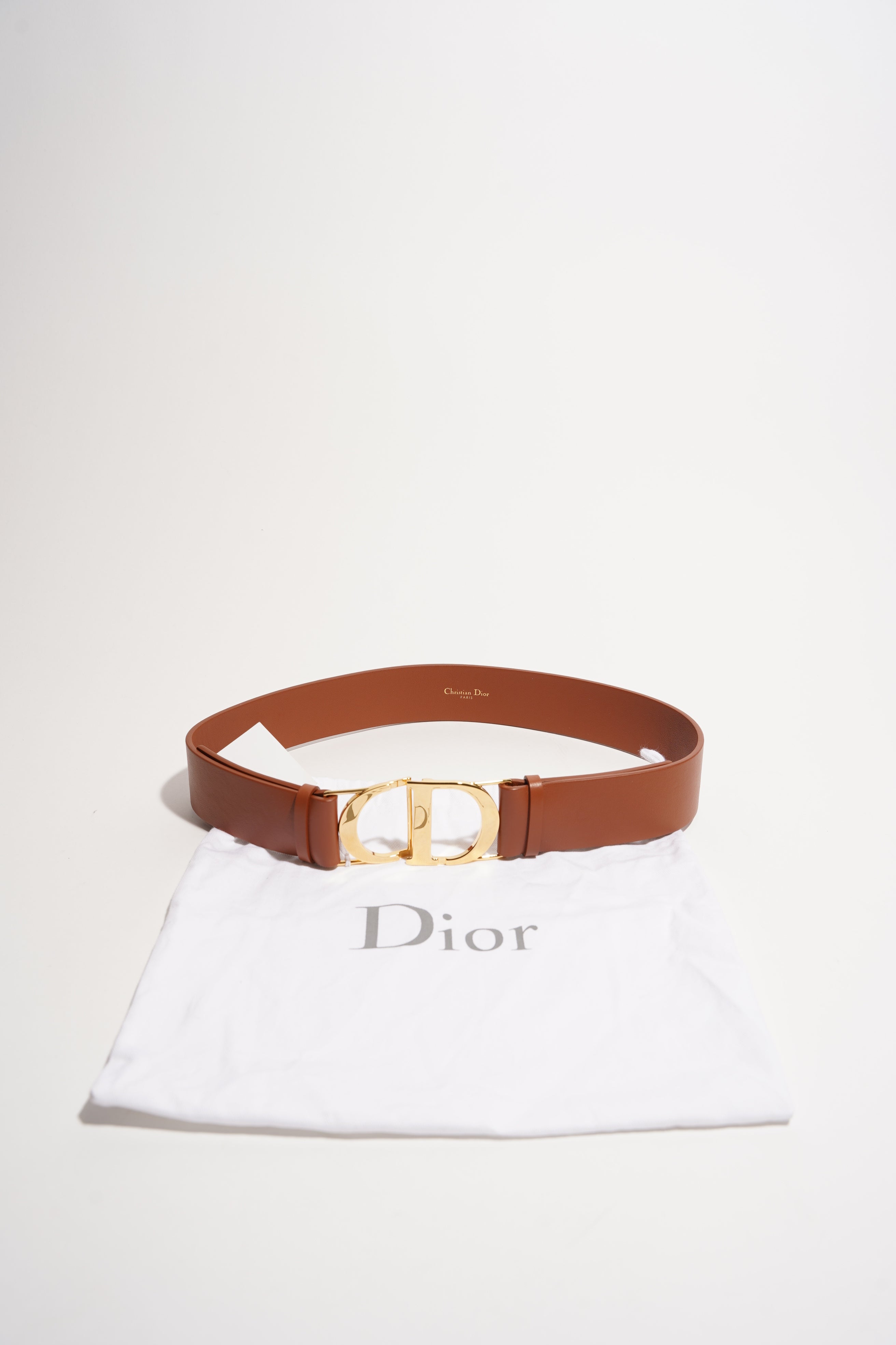 Christian Dior Womens 30 Montaigne Belt Tan 75