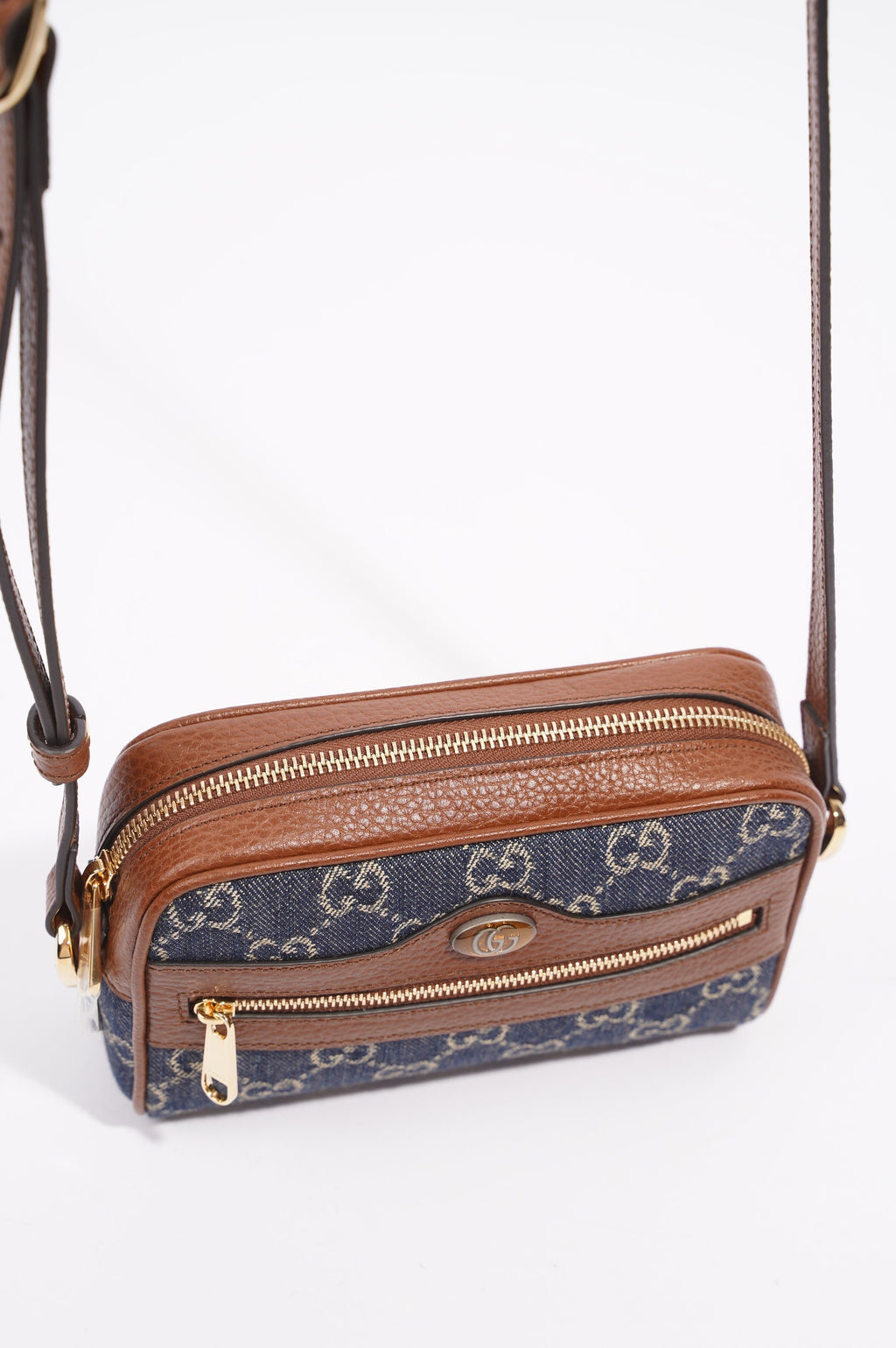 Gucci Womens Ophidia GG Mini Bag Denim / Brown