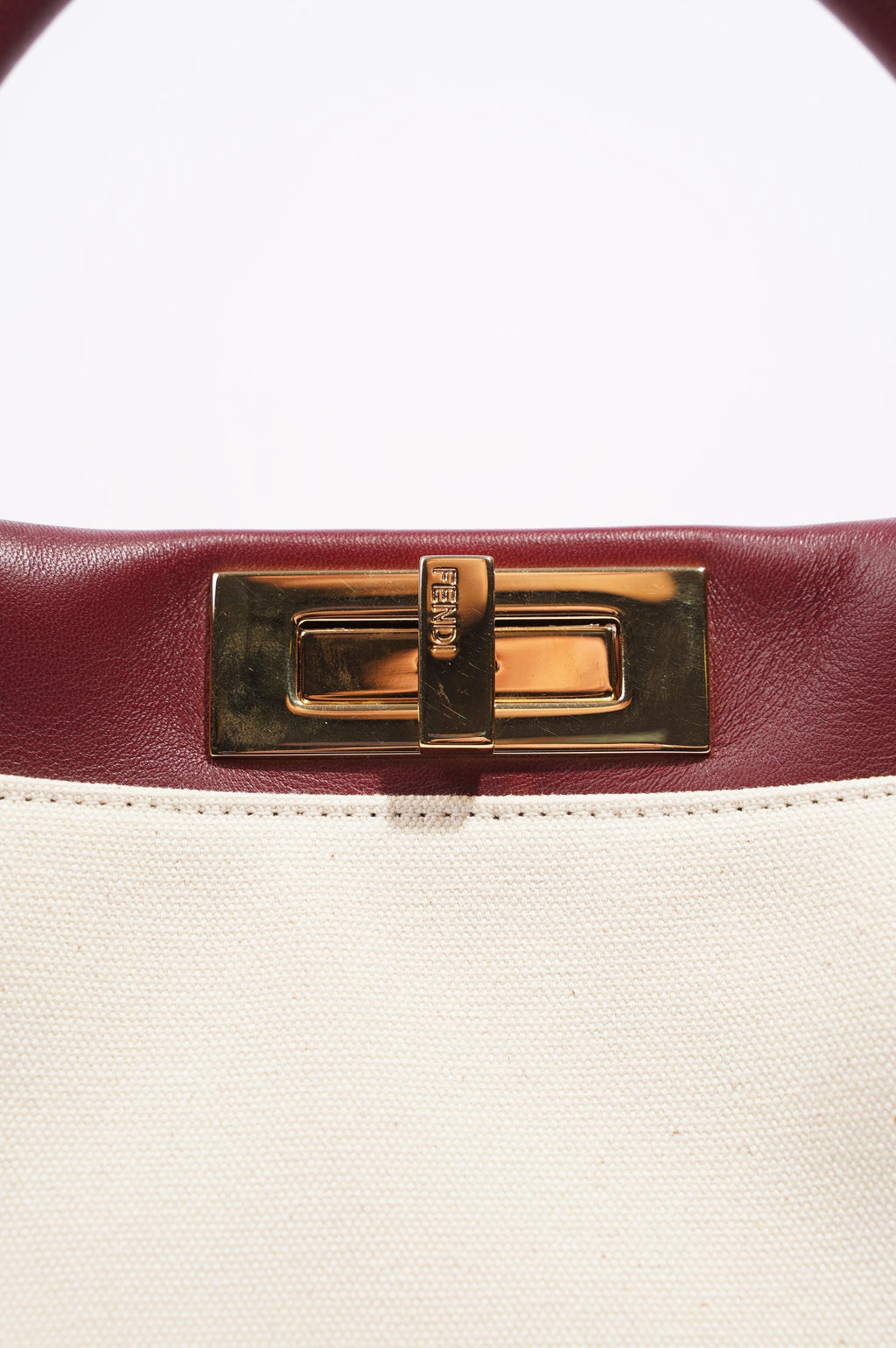 Fendi Womens Peekaboo Beige / Maroon Medium