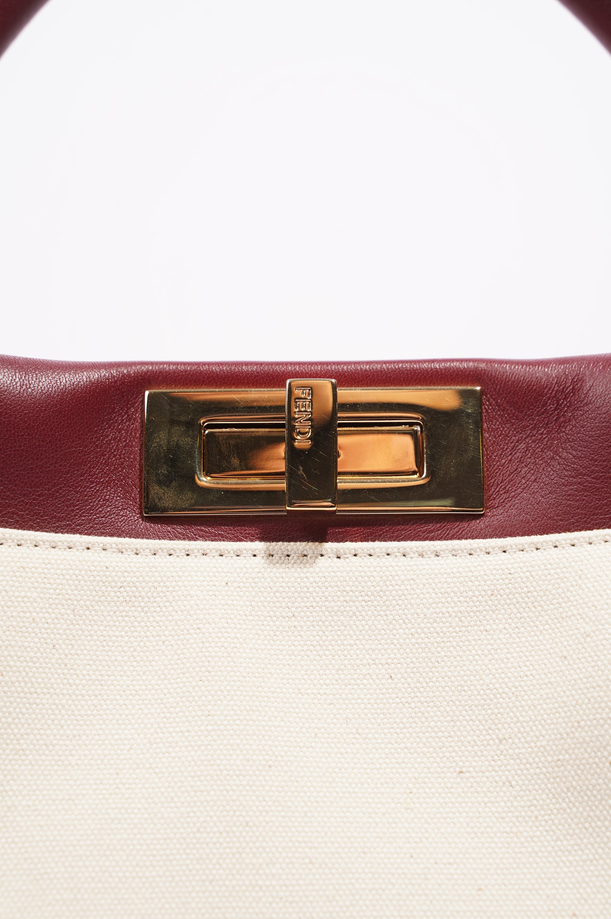 Fendi Womens Peekaboo Beige / Maroon Medium