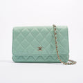 Chanel Womens Wallet On Chain Teal Lambskin