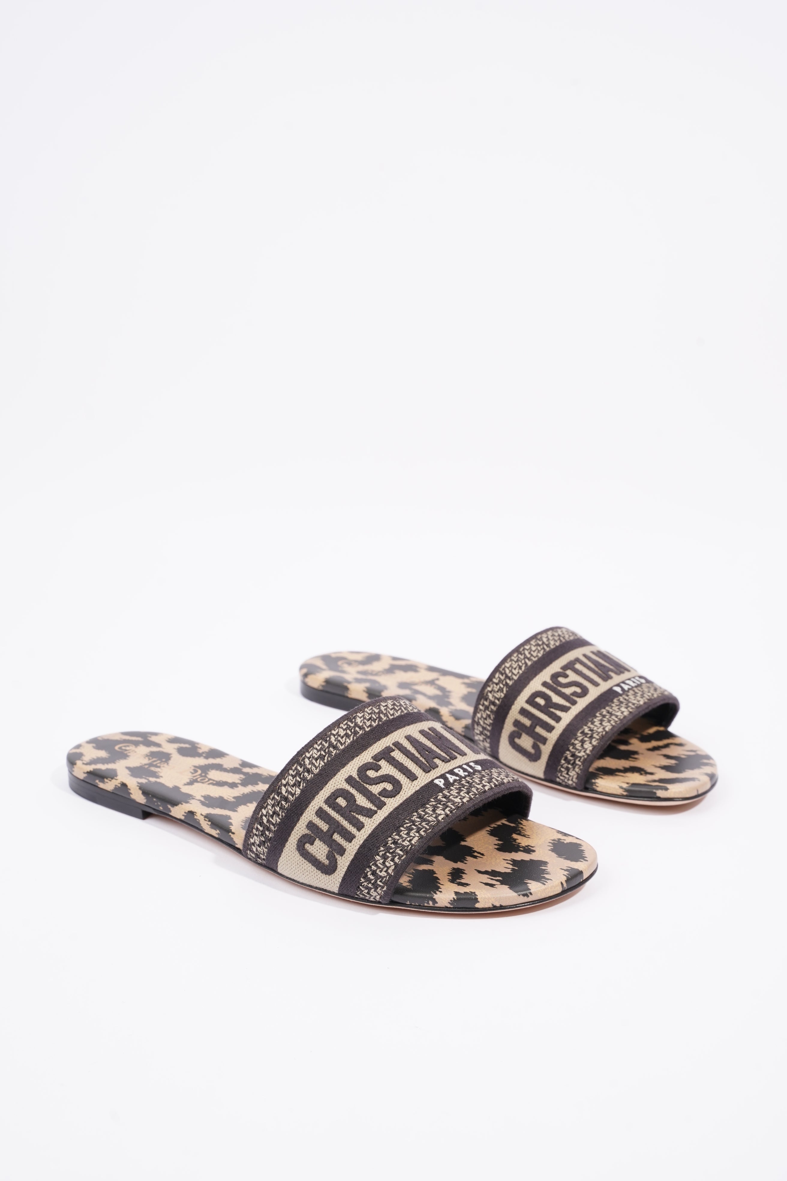 Christian Dior Womens Dway Slide Leopard Print EU 37.5 / UK 4.5