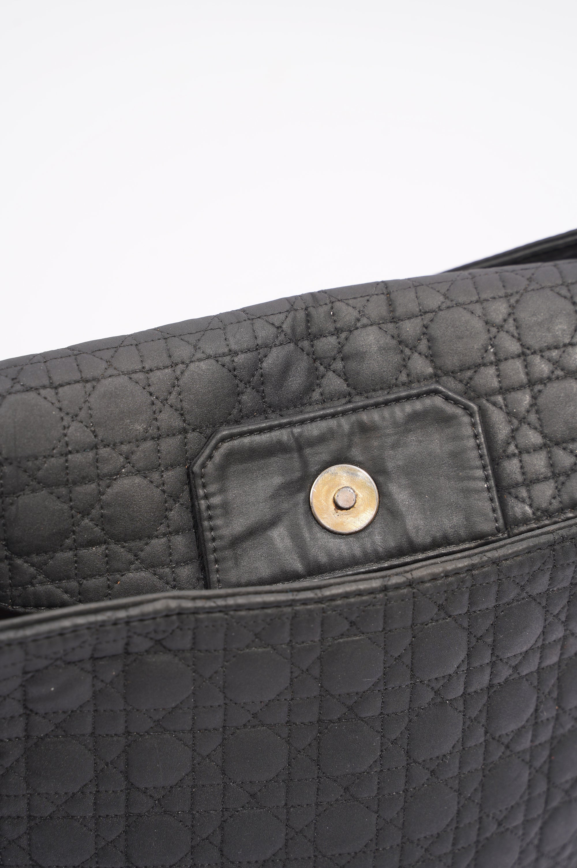 Christian Dior Womens Vintage Cannage Black Nylon