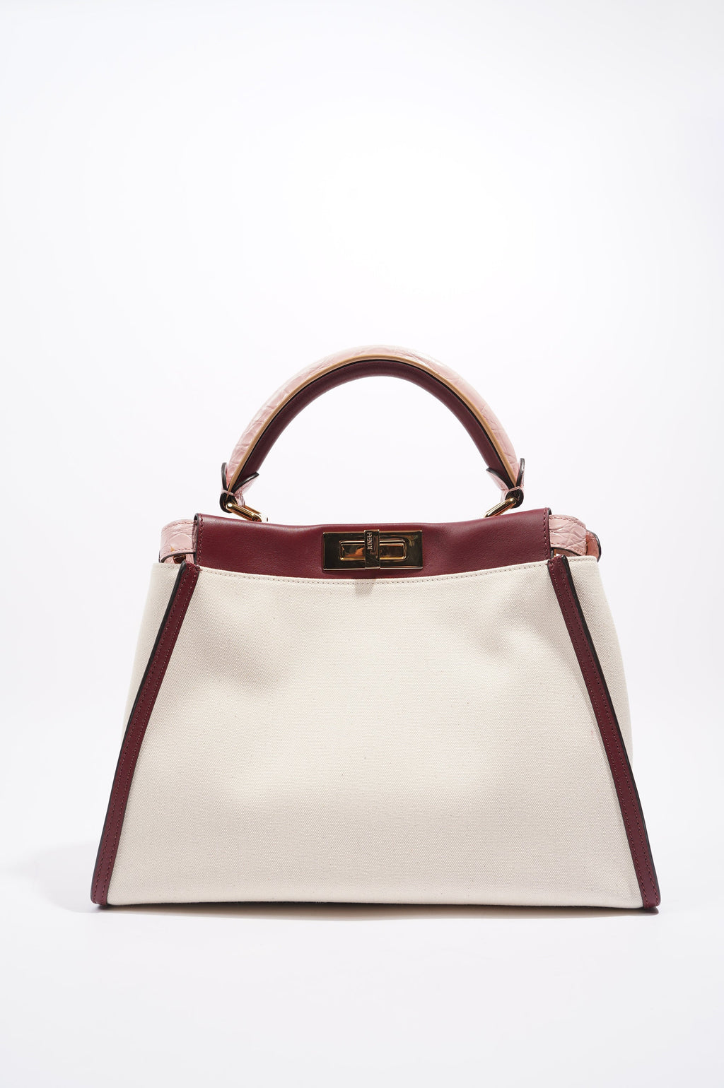 Fendi Womens Peekaboo Beige / Maroon Medium