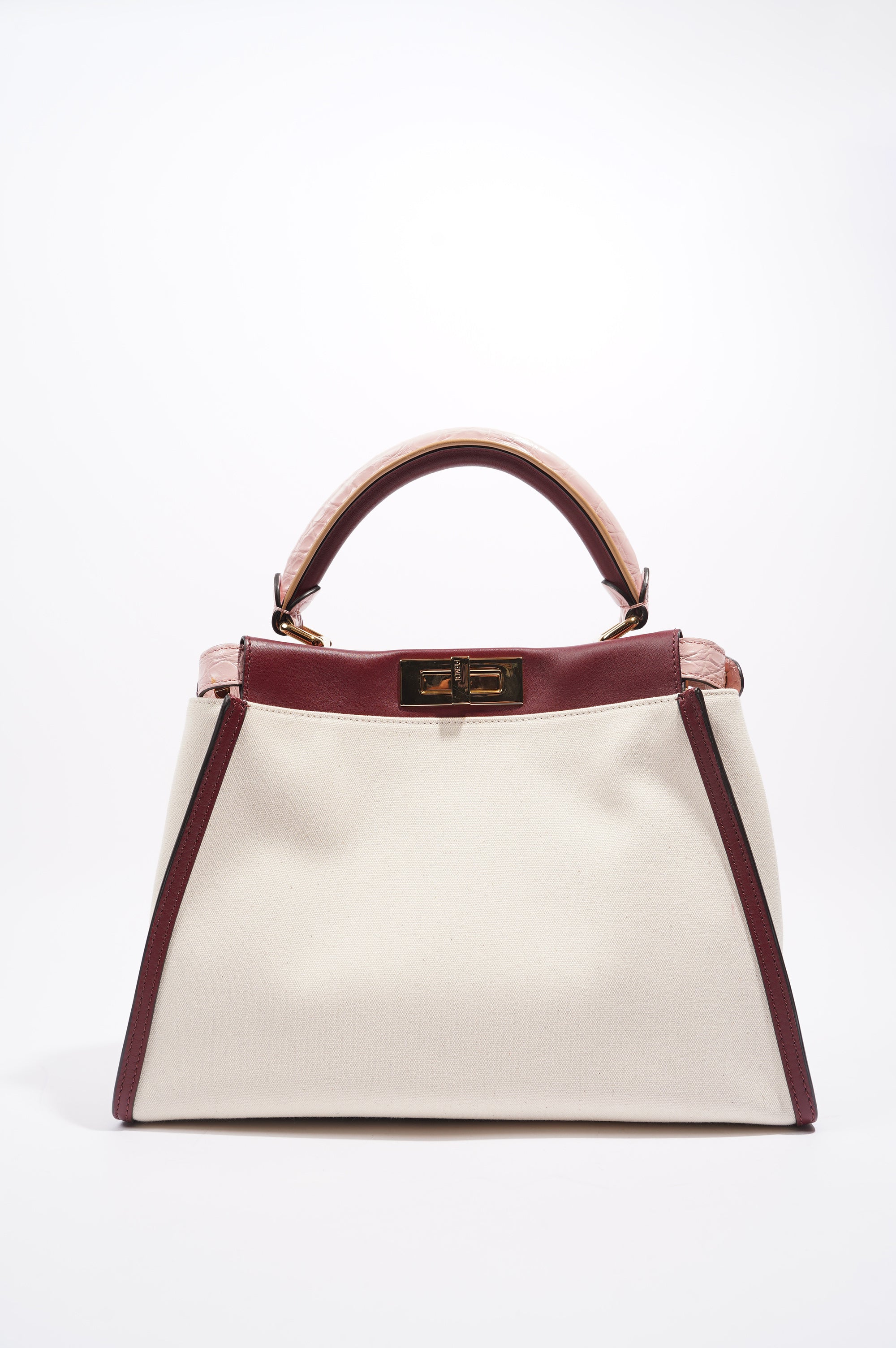 Fendi Womens Peekaboo Beige / Maroon Medium