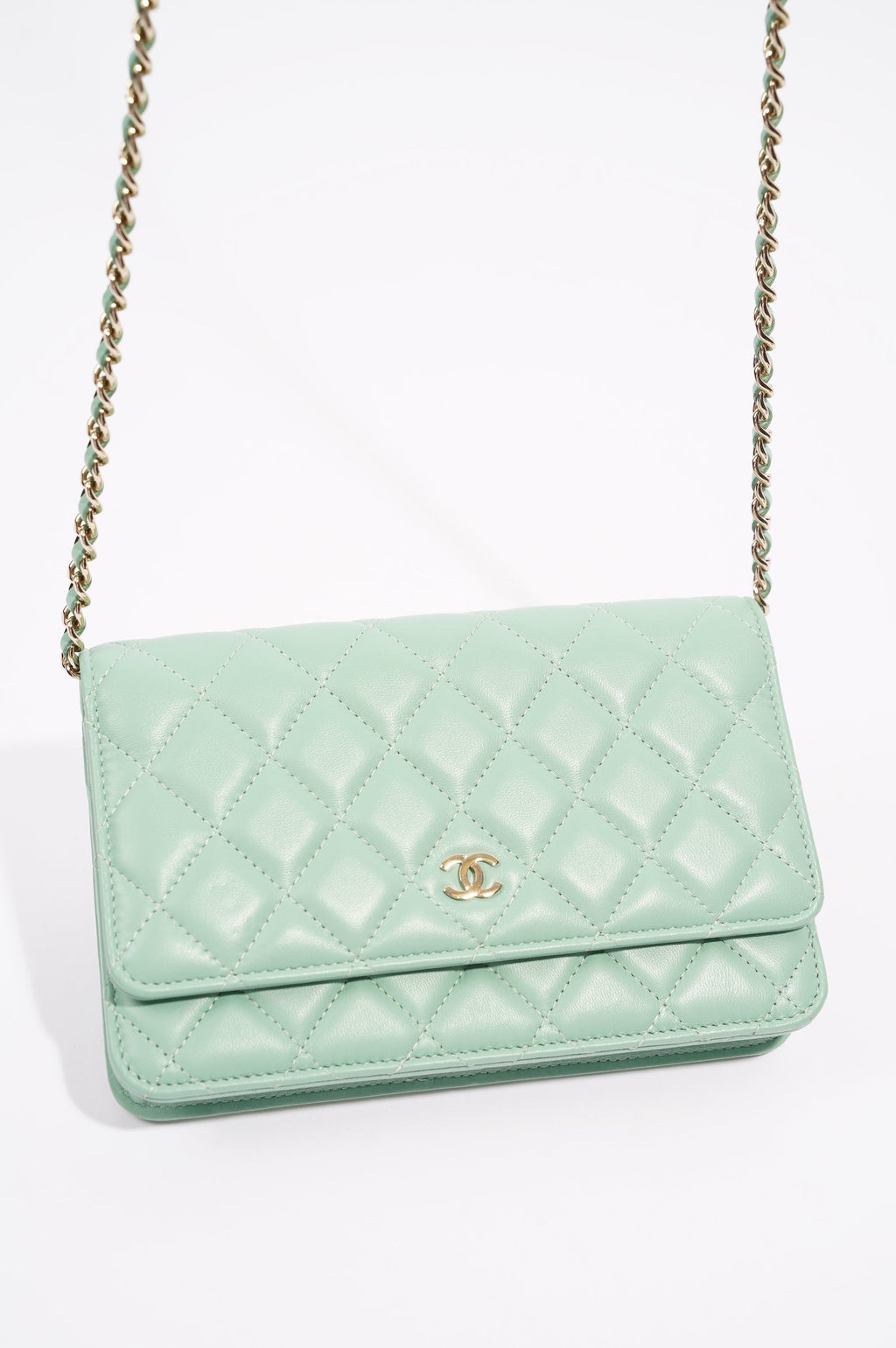 Chanel Womens Wallet On Chain Teal Lambskin