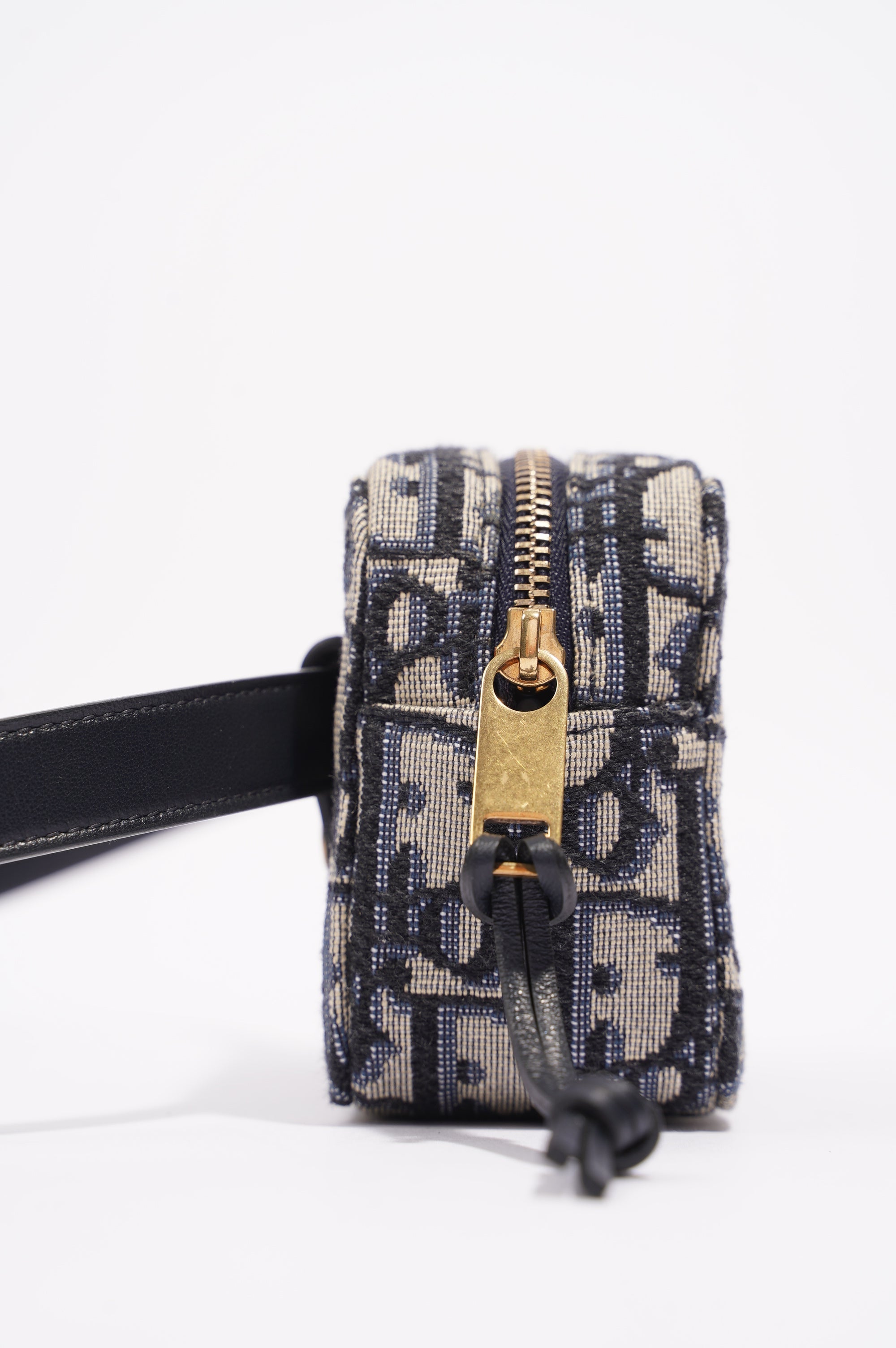 Christian Dior Womens Oblique Belt Pouch Blue / White Canvas