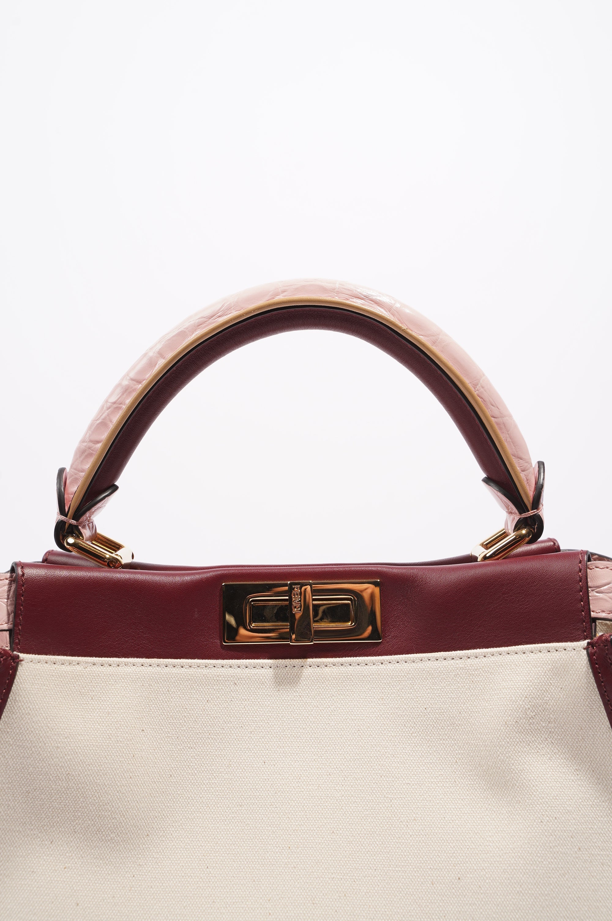 Fendi Womens Peekaboo Beige / Maroon Medium