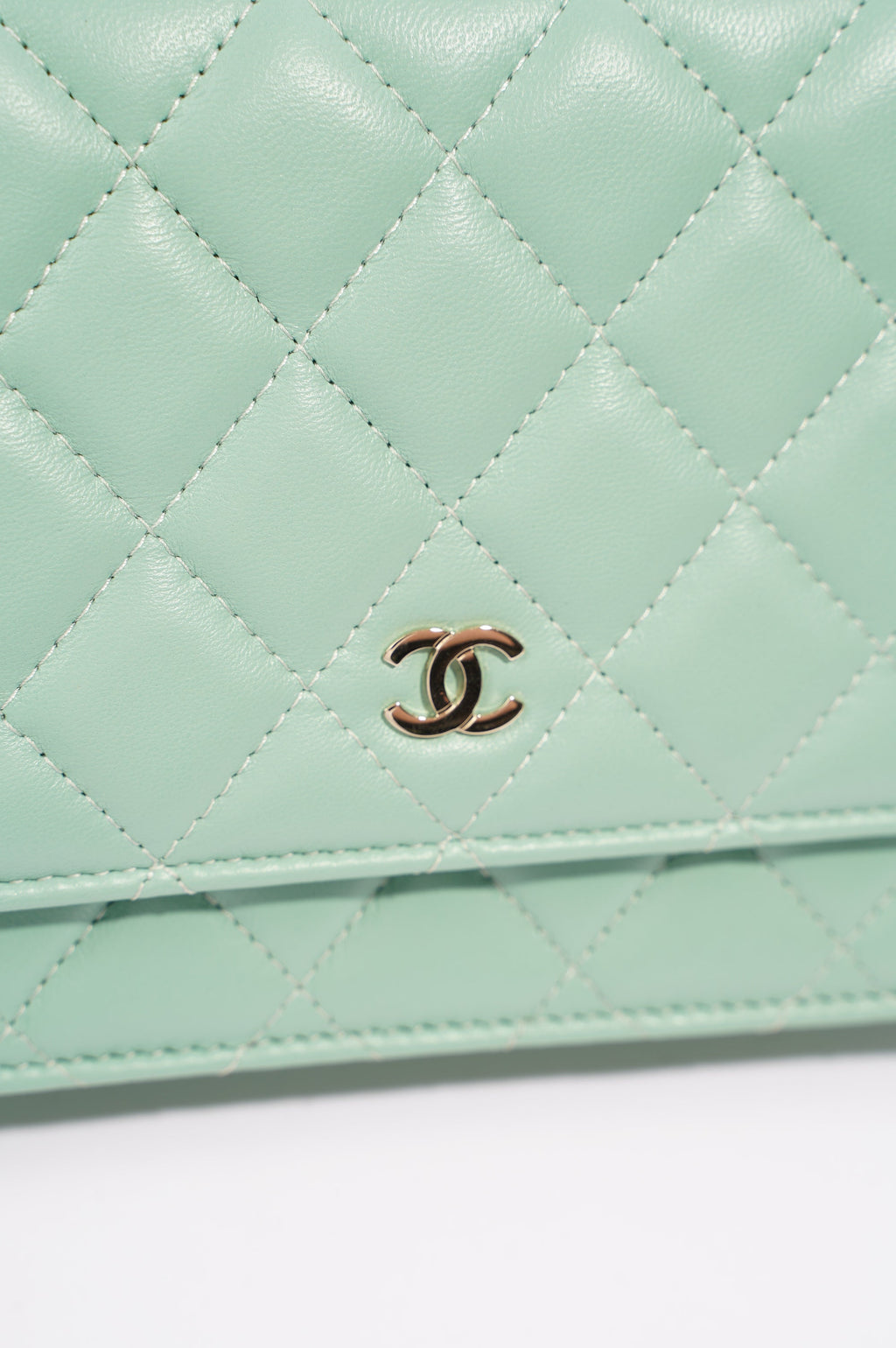 Chanel Womens Wallet On Chain Teal Lambskin