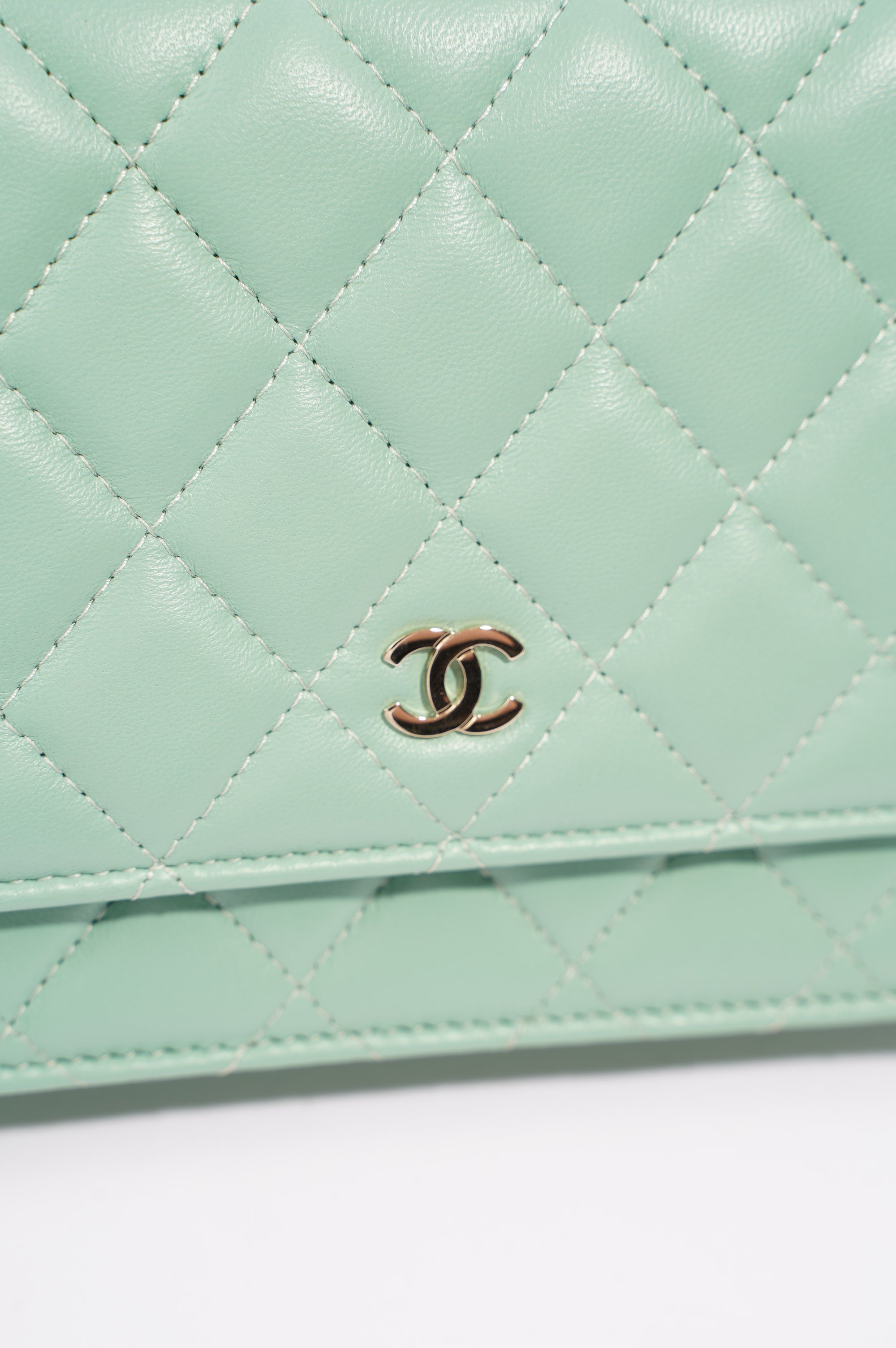 Chanel Womens Wallet On Chain Teal Lambskin