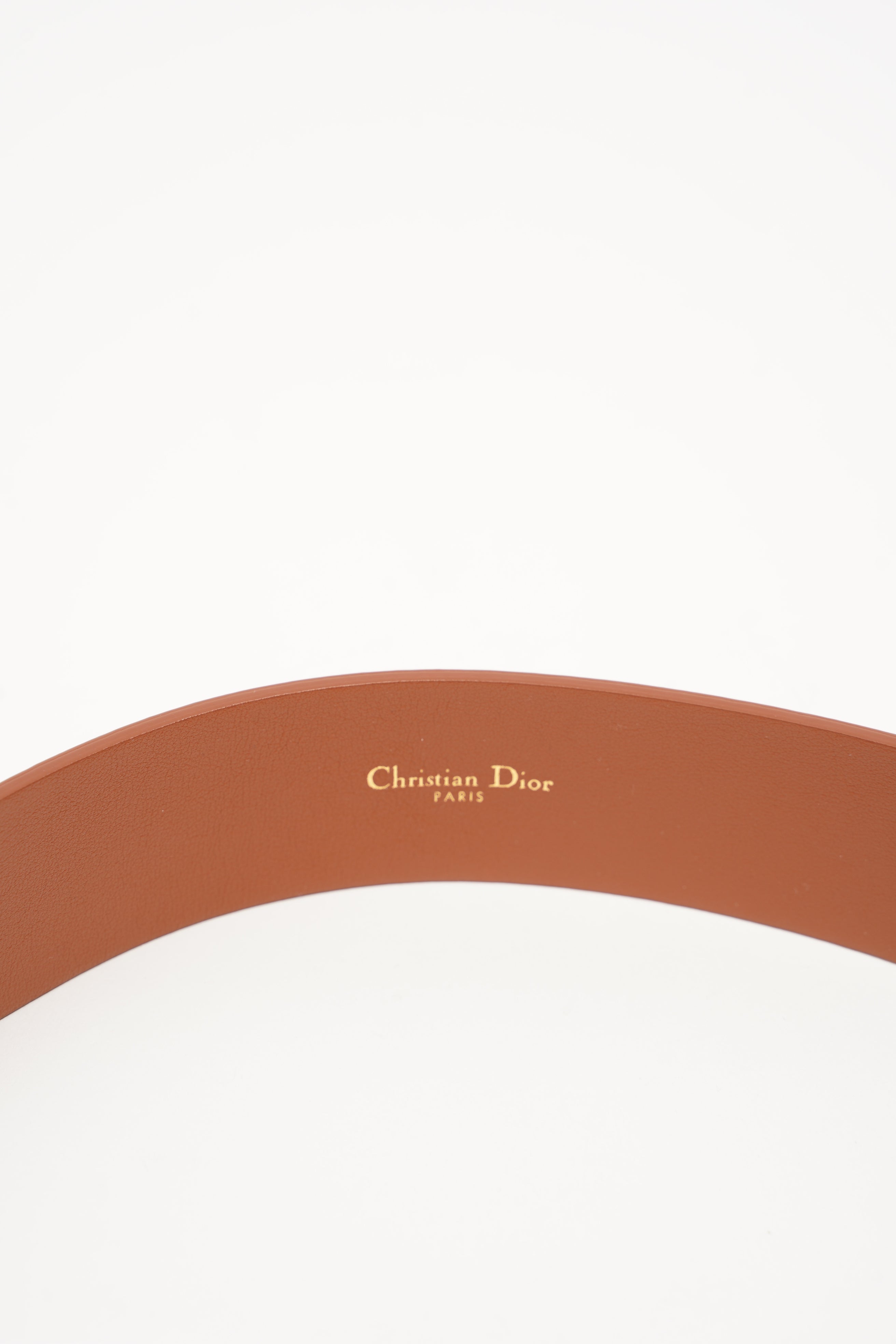 Christian Dior Womens 30 Montaigne Belt Tan 75