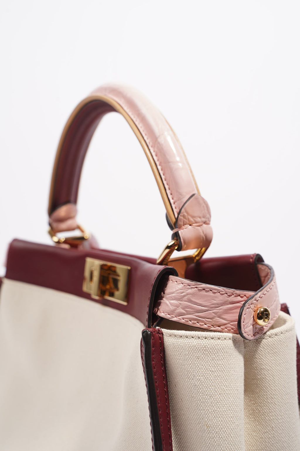 Fendi Womens Peekaboo Beige / Maroon Medium