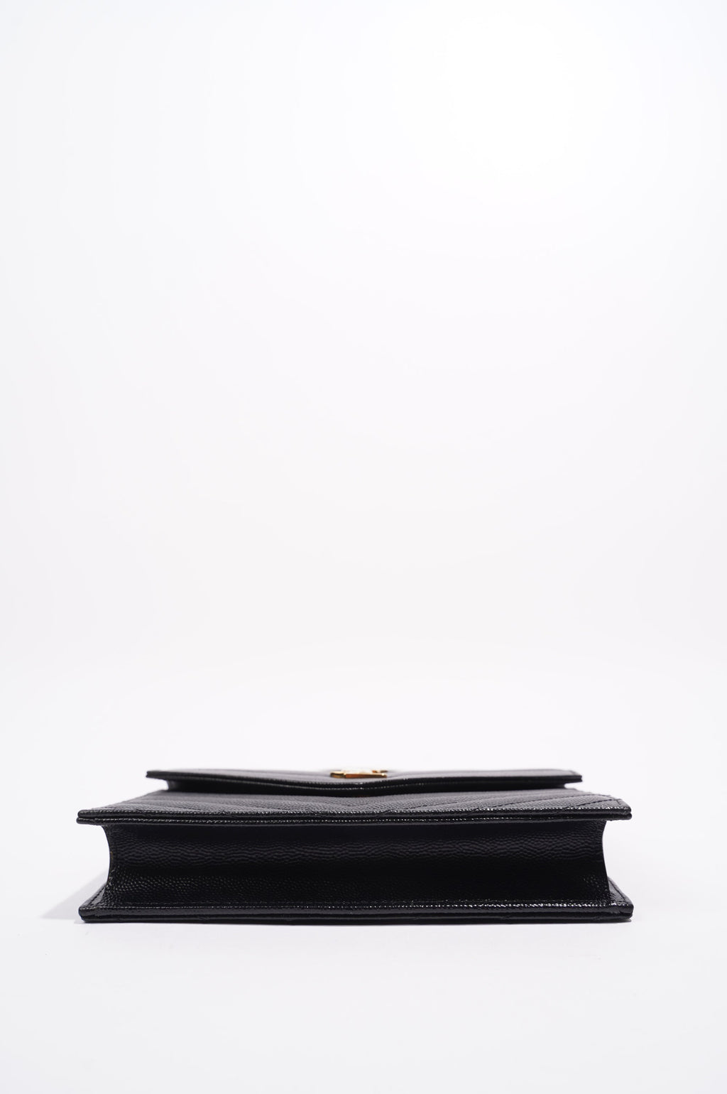 Saint Laurent Womens Cassandre Chain Wallet Black Matelasse