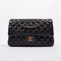 Chanel Womens Classic Lambskin Flap Black Medium