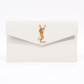Saint Laurent Womens Uptown Textured Leather Off White