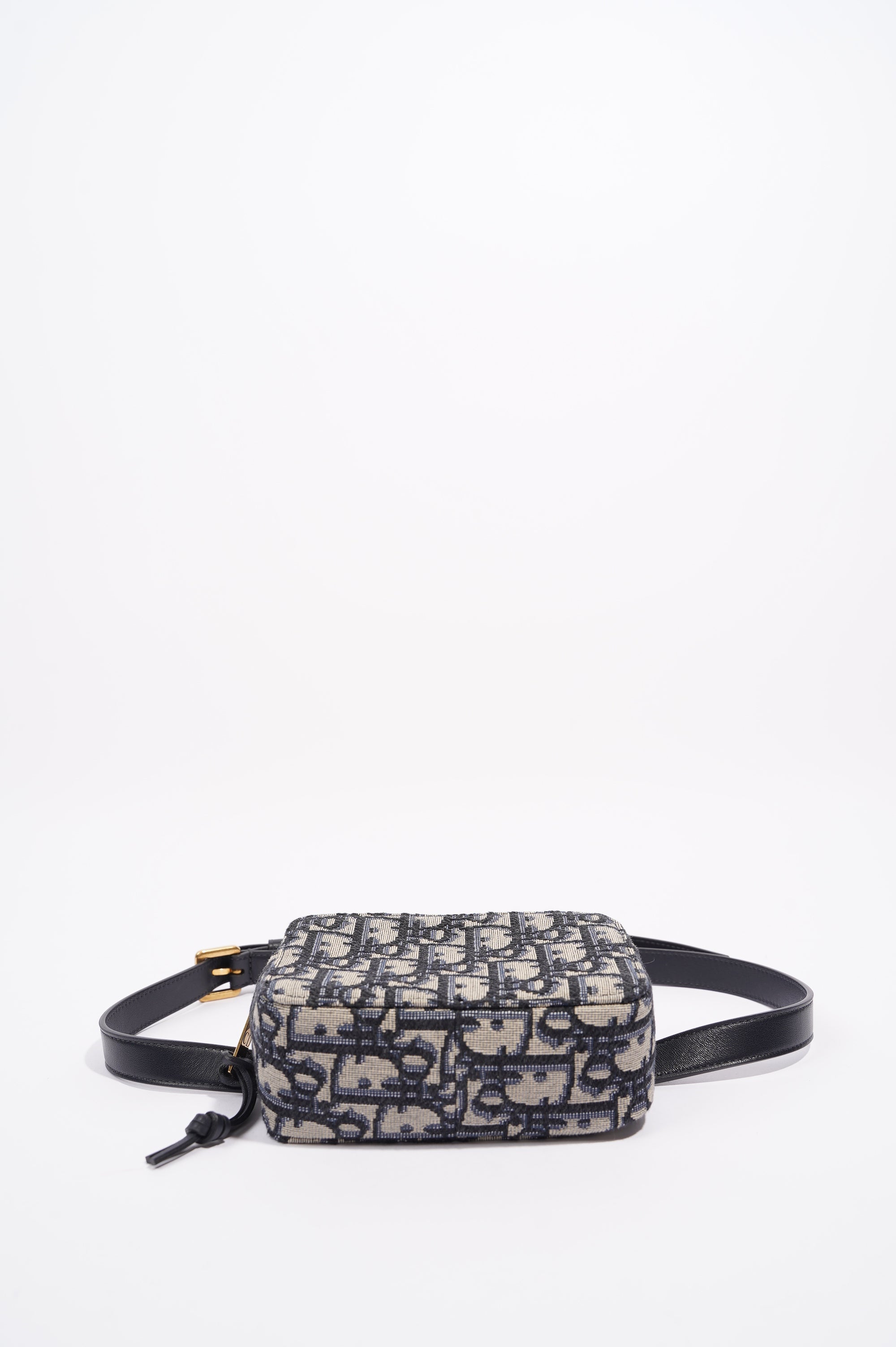 Christian Dior Womens Oblique Belt Pouch Blue / White Canvas