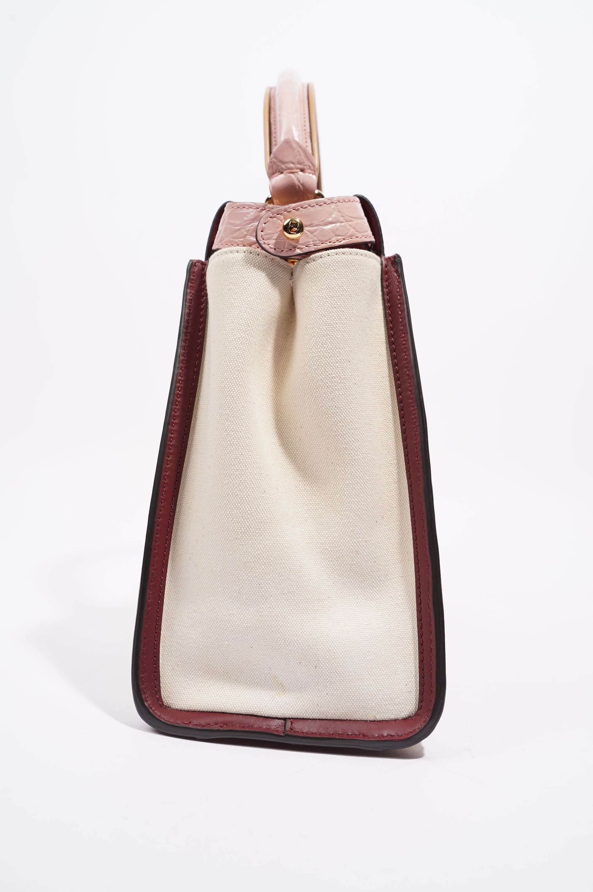 Fendi Womens Peekaboo Beige / Maroon Medium