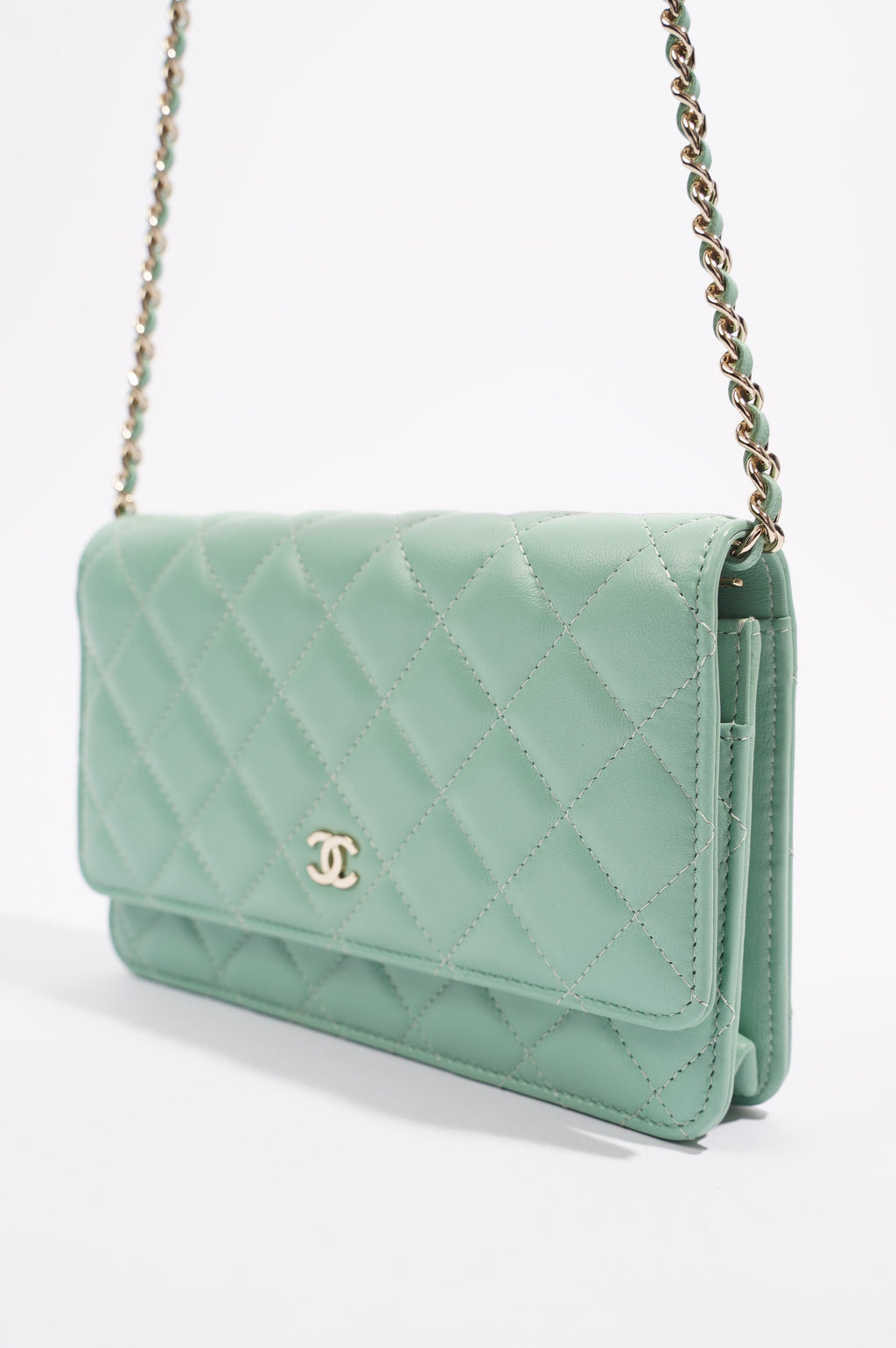 Chanel Womens Wallet On Chain Teal Lambskin