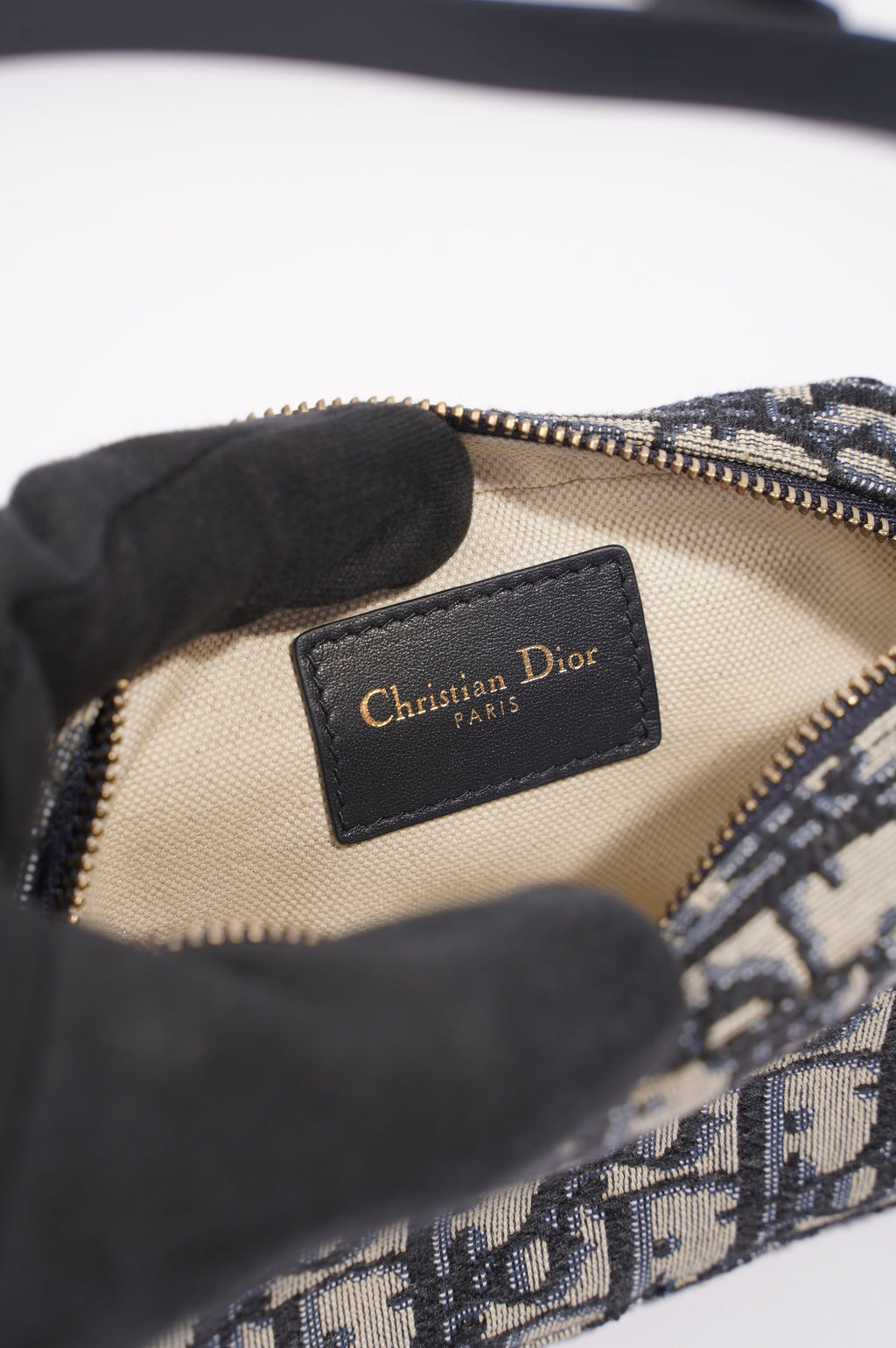 Christian Dior Womens Oblique Belt Pouch Blue / White Canvas