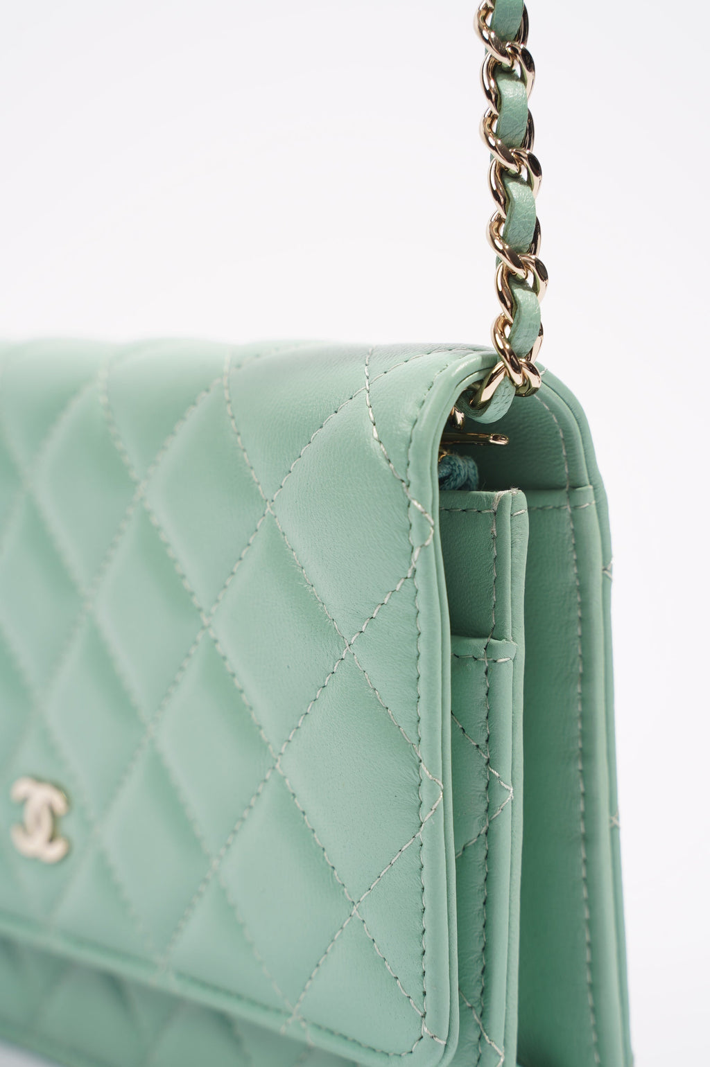 Chanel Womens Wallet On Chain Teal Lambskin