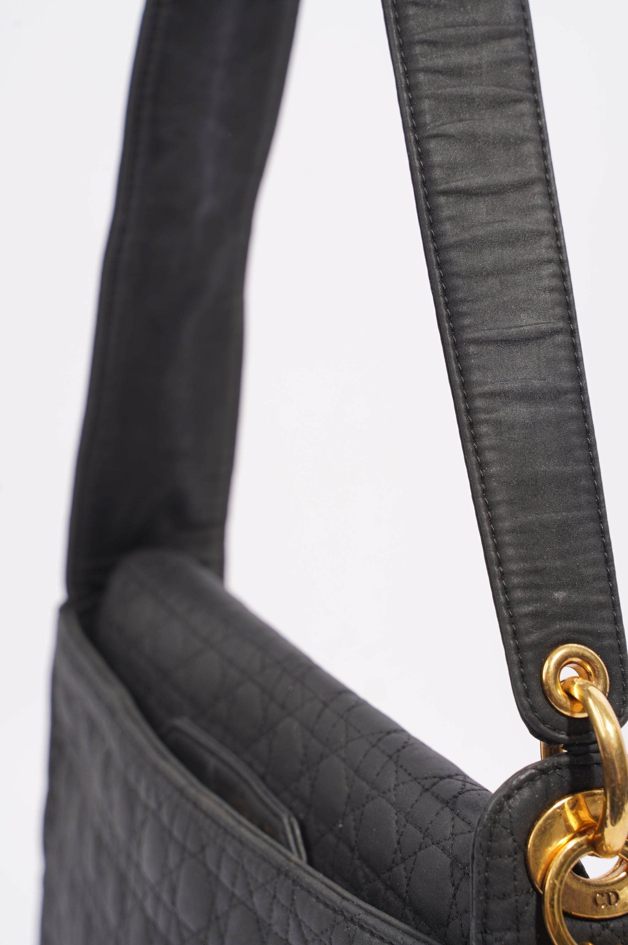 Christian Dior Womens Vintage Cannage Black Nylon