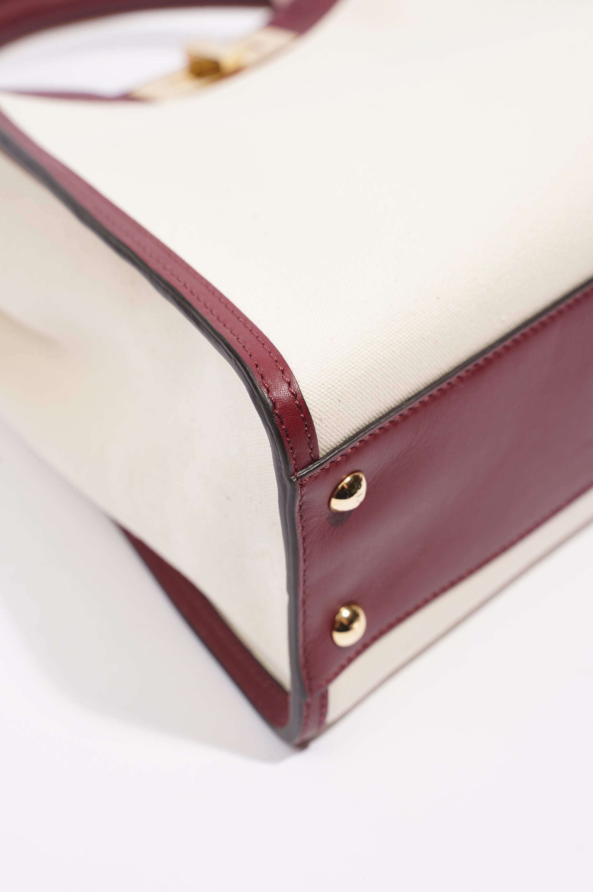 Fendi Womens Peekaboo Beige / Maroon Medium