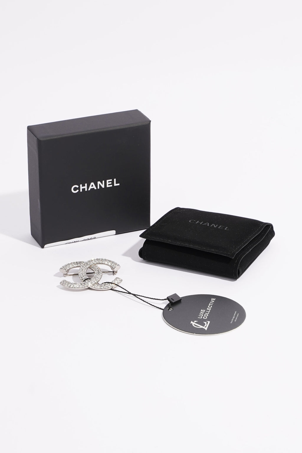 Chanel Womens CC Brooch Silver Finish Base Metal