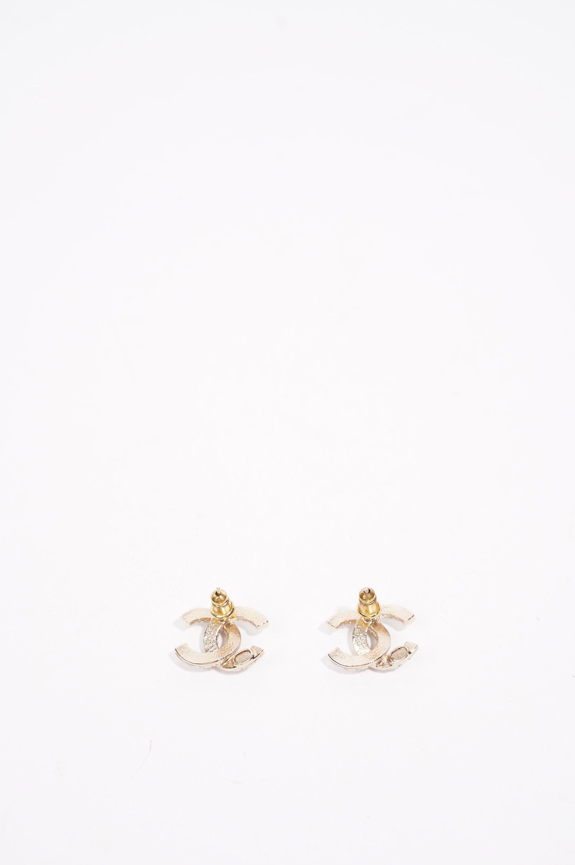 Chanel Womens CC Pearl and Crystals Earrings A21 Golden Finish