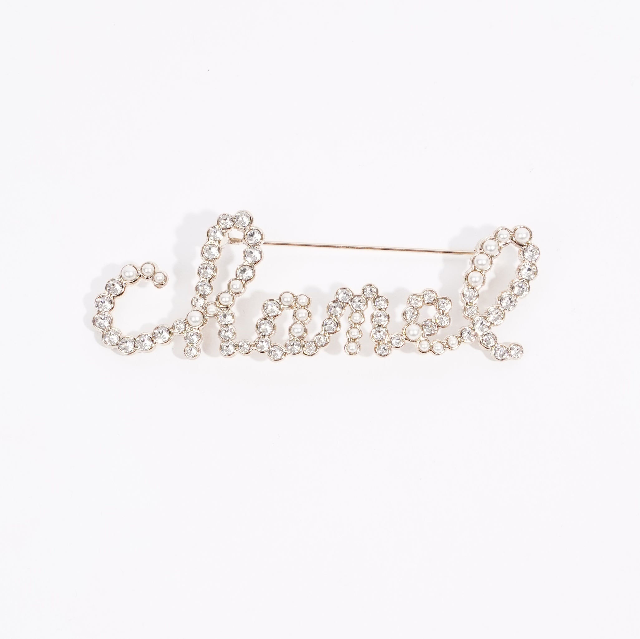 Chanel Womens Chanel Sign Brooch Champagne Finish Base Metal 2020