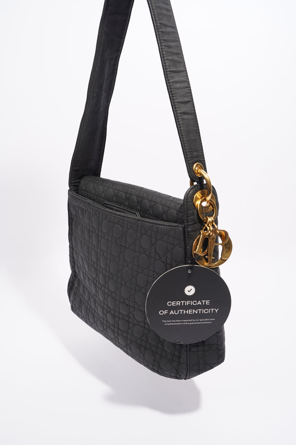 Christian Dior Womens Vintage Cannage Black Nylon