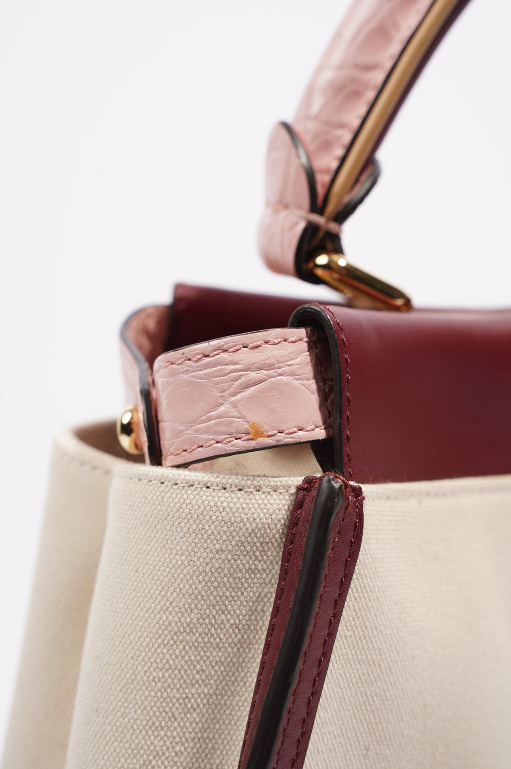 Fendi Womens Peekaboo Beige / Maroon Medium