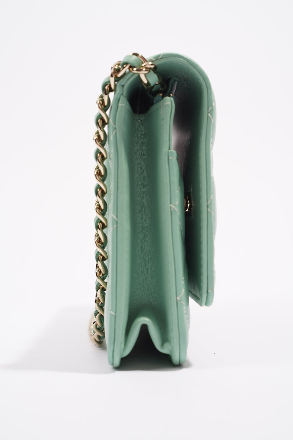 Chanel Womens Wallet On Chain Teal Lambskin