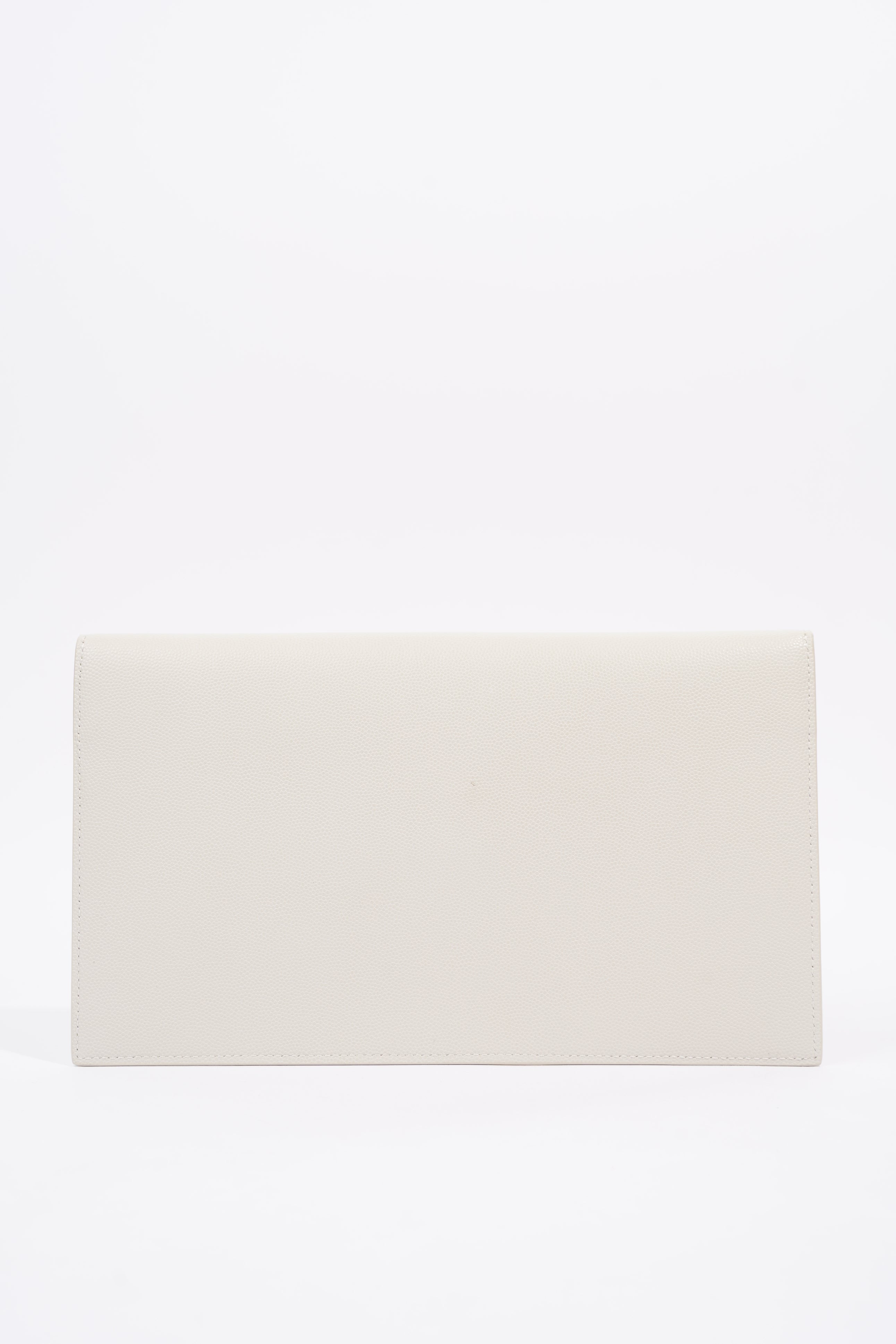 Saint Laurent Womens Uptown Textured Leather Off White