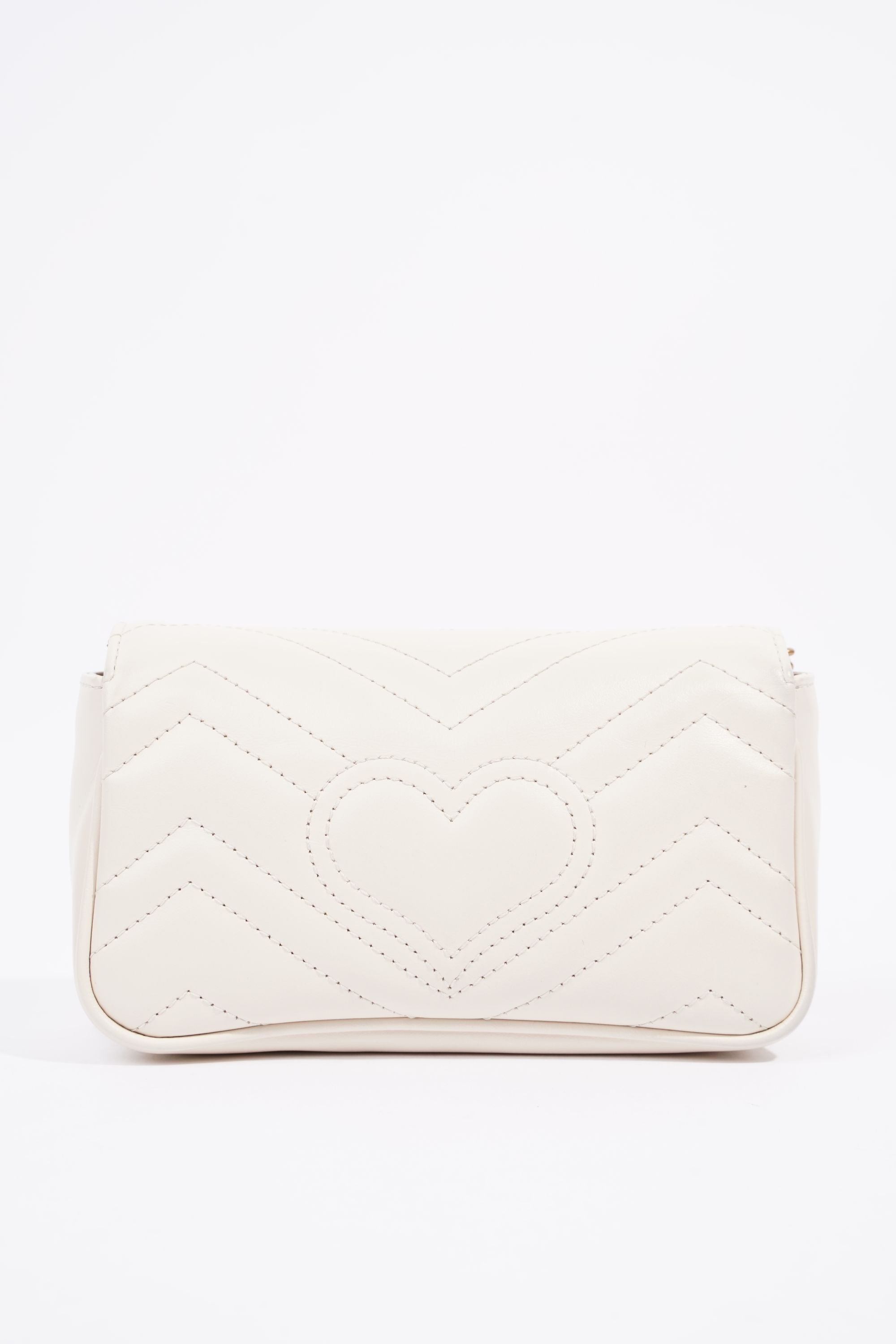 Gucci Womens Marmont Bag White Leather Super Mini