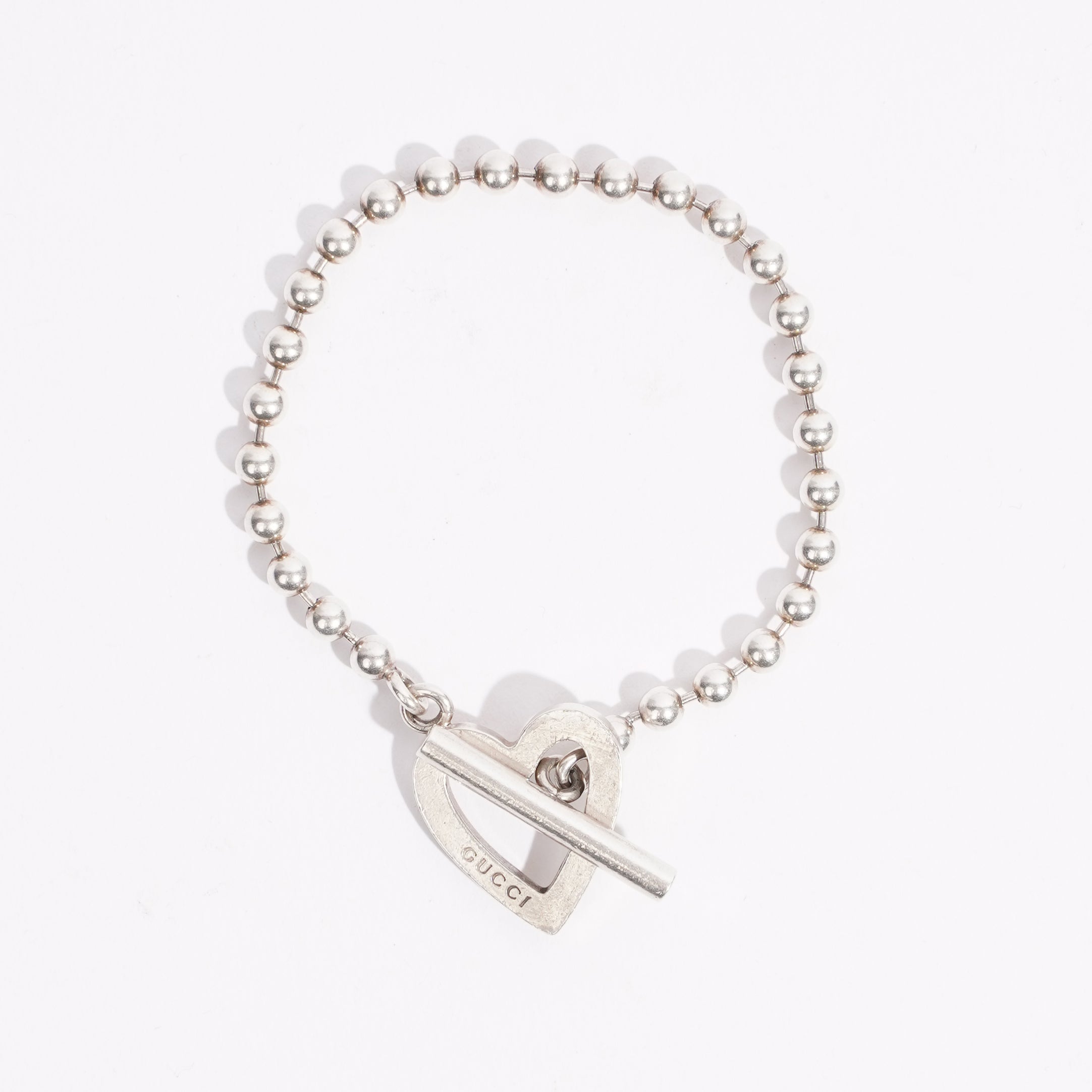 Gucci Womens Love Heart Bracelet Silver 15